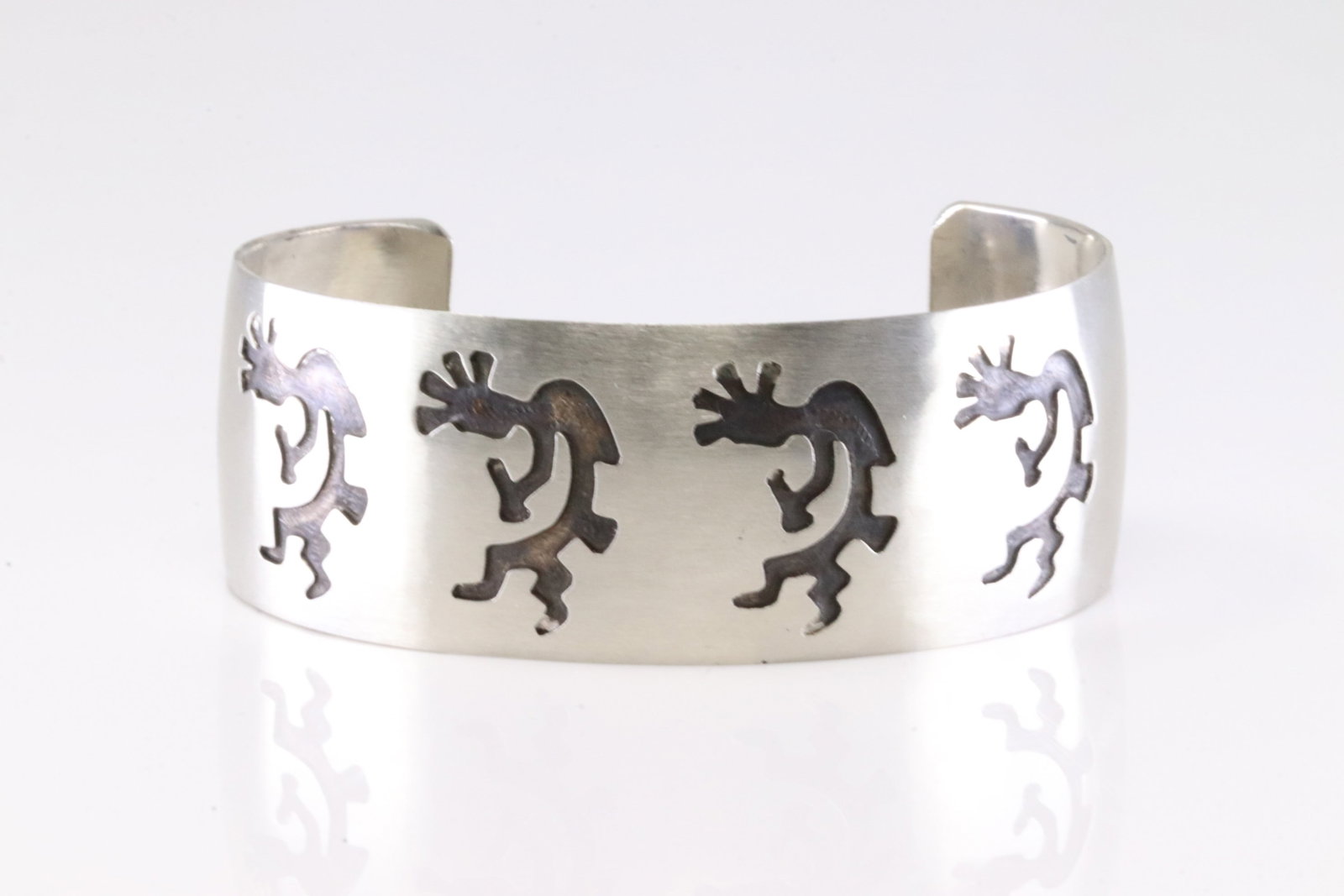 Native America Sterling Silver Kokopelli Design Bracelet Cuff By B.: This is a Native America Sterling Silver Kokopelli Design Bracelet Cuff By B.
