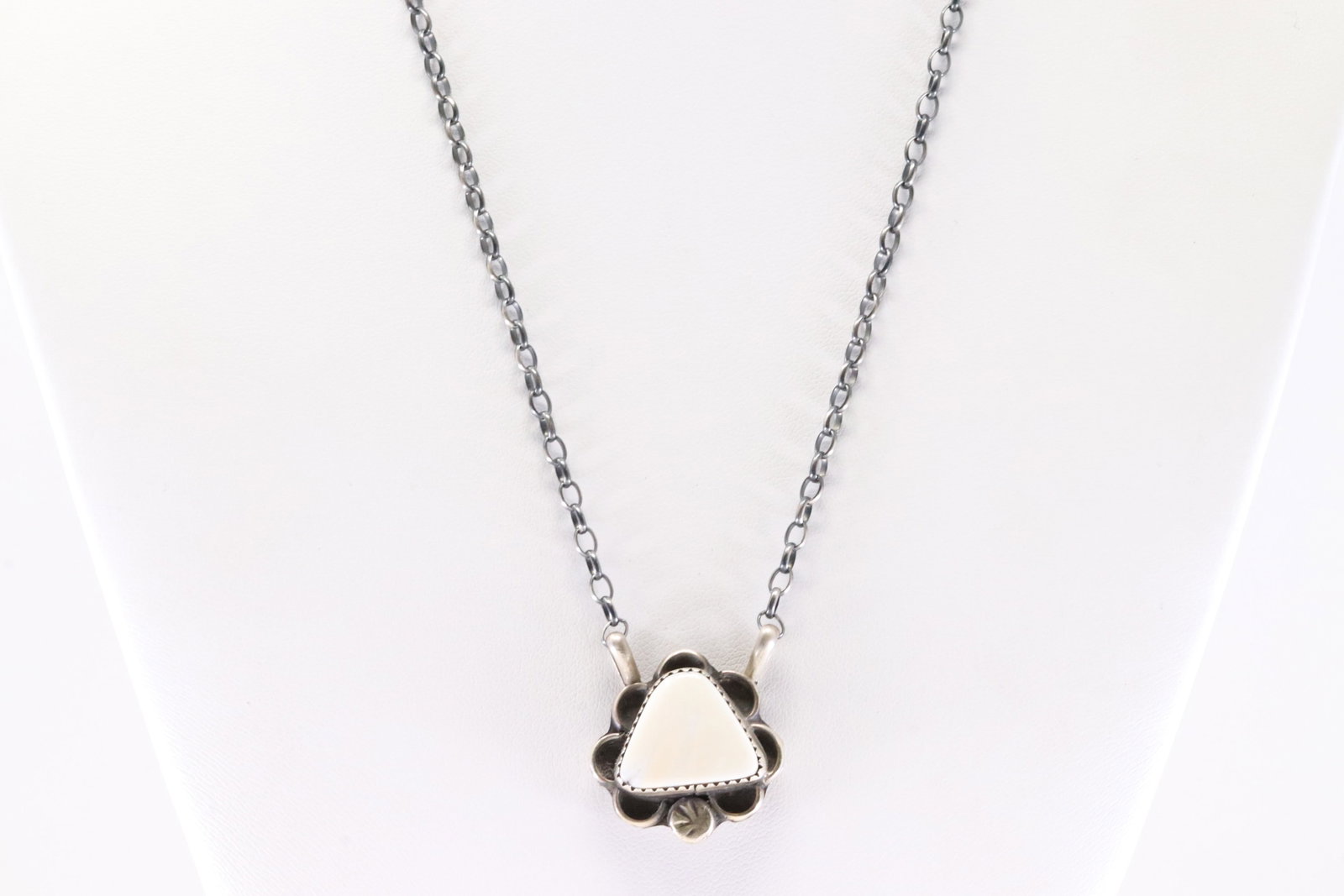 Native America Navajo Sterling Silver White Buffalo Necklace By Juanita Mcdonal. (1 of 4)