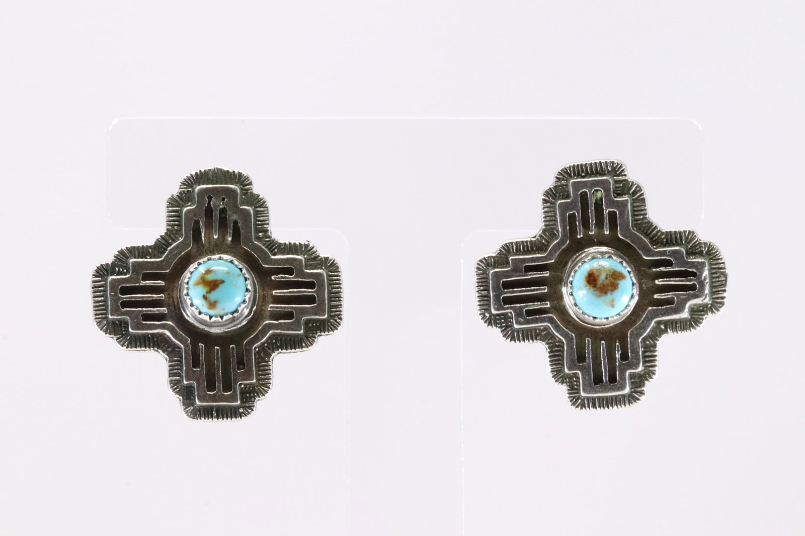 America Sterling Silver Turquoise Cross Post Earring's.: This is a America Sterling Silver Turquoise Cross Post Earring's.