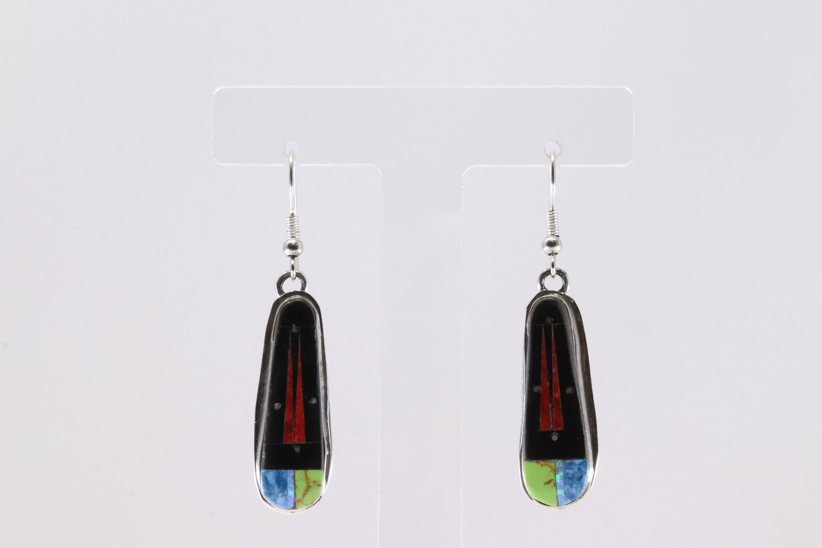 Native America Navajo Sterling Silver Multi-Color Night Sky Dangling Earring's By Smith.: This is a Native America Navajo Sterling Silver Multi-Color Night Sky Dangling Earring's By Smith.