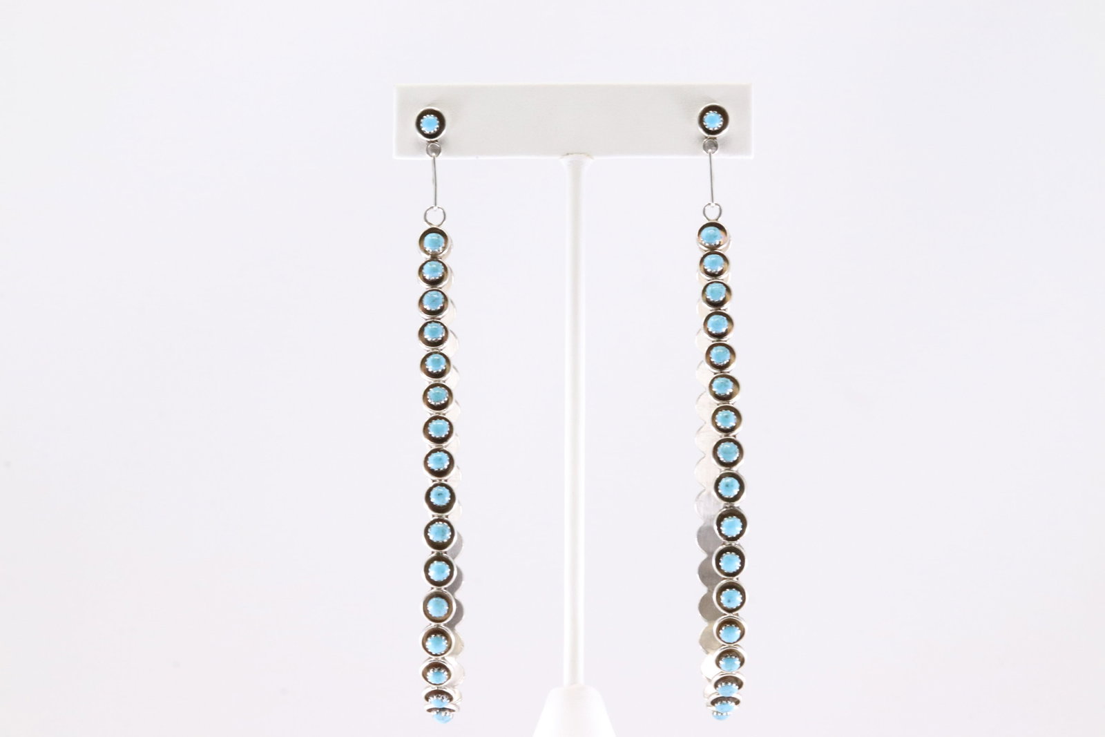 America Sterling Silver Turquoise Hoop Post / Dangling Earring's.: This is a America Sterling Silver Turquoise Hoop Post / Dangling Earring's.