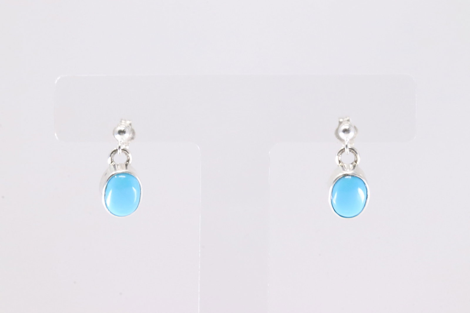 Native America Navajo Sterling Silver Turquoise Post & Dangling Earring's By T.: This is a Native America Navajo Sterling Silver Turquoise Post & Dangling Earring's By T.