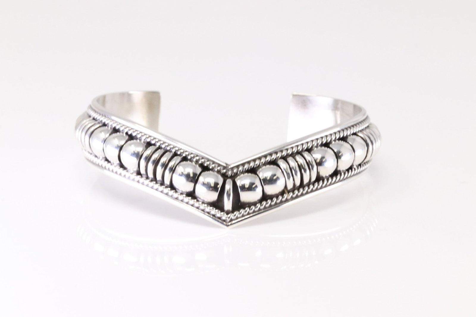 Native America Navajo Sterling Silver Solid Stamped Bracelet Cuff By Thomas Charley. (1 of 4)
