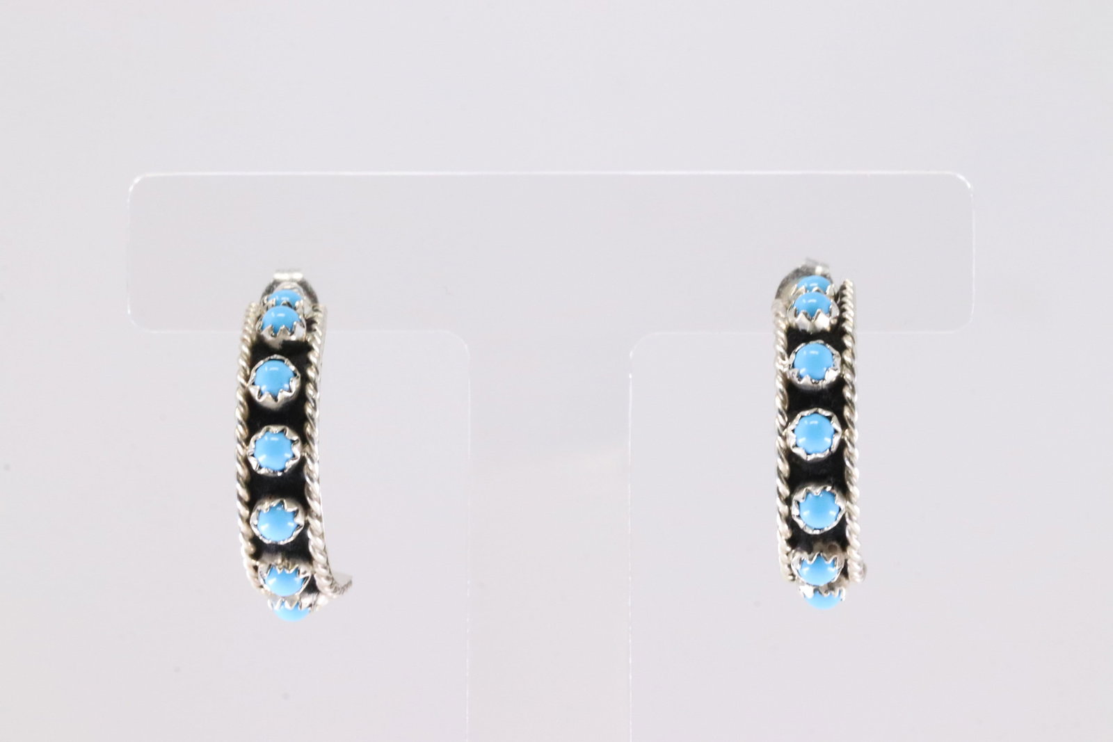 America Sterling Silver Turquoise Hoop Earring's.: This is a America Sterling Silver Turquoise Hoop Earring's.