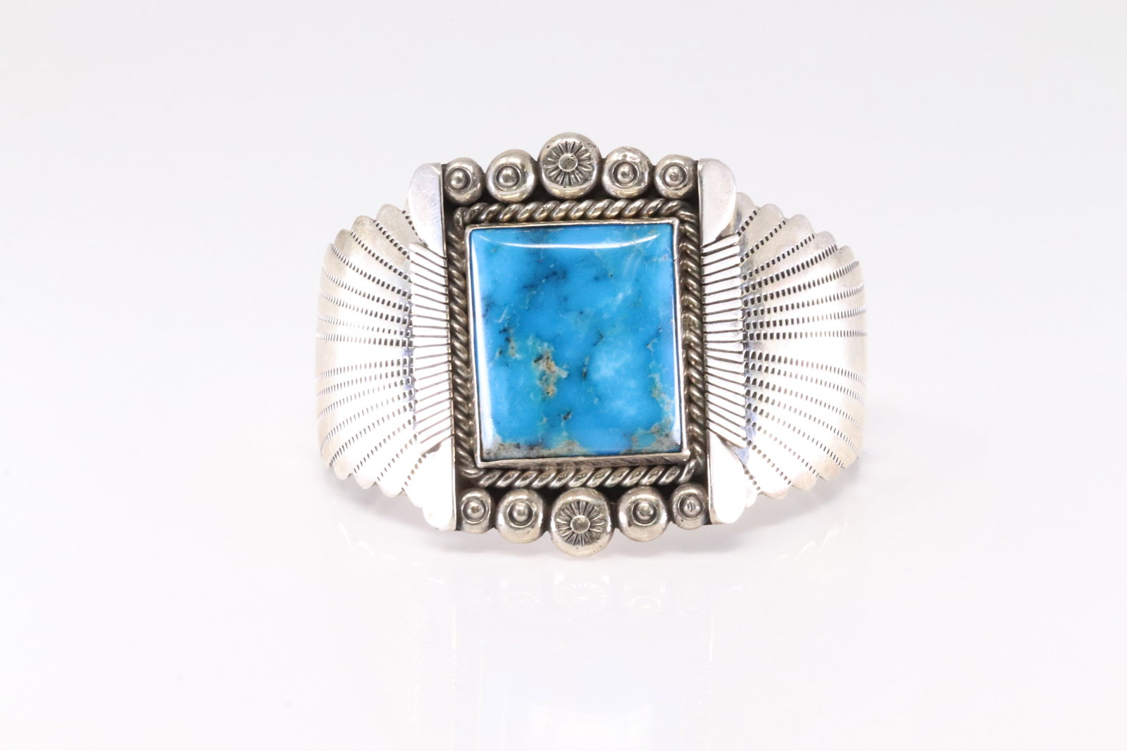 Native America Navajo Sterling Silver Turquoise Bracelet Cuff. Stamp From R.B Company. (1 of 4)