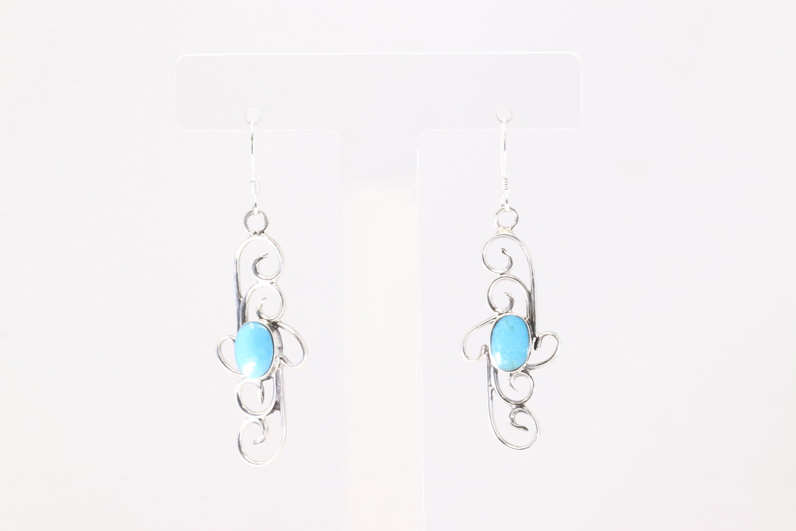 America Sterling Silver Turquoise Dangling Earring's.: This is a America Sterling Silver Turquoise Dangling Earring's.