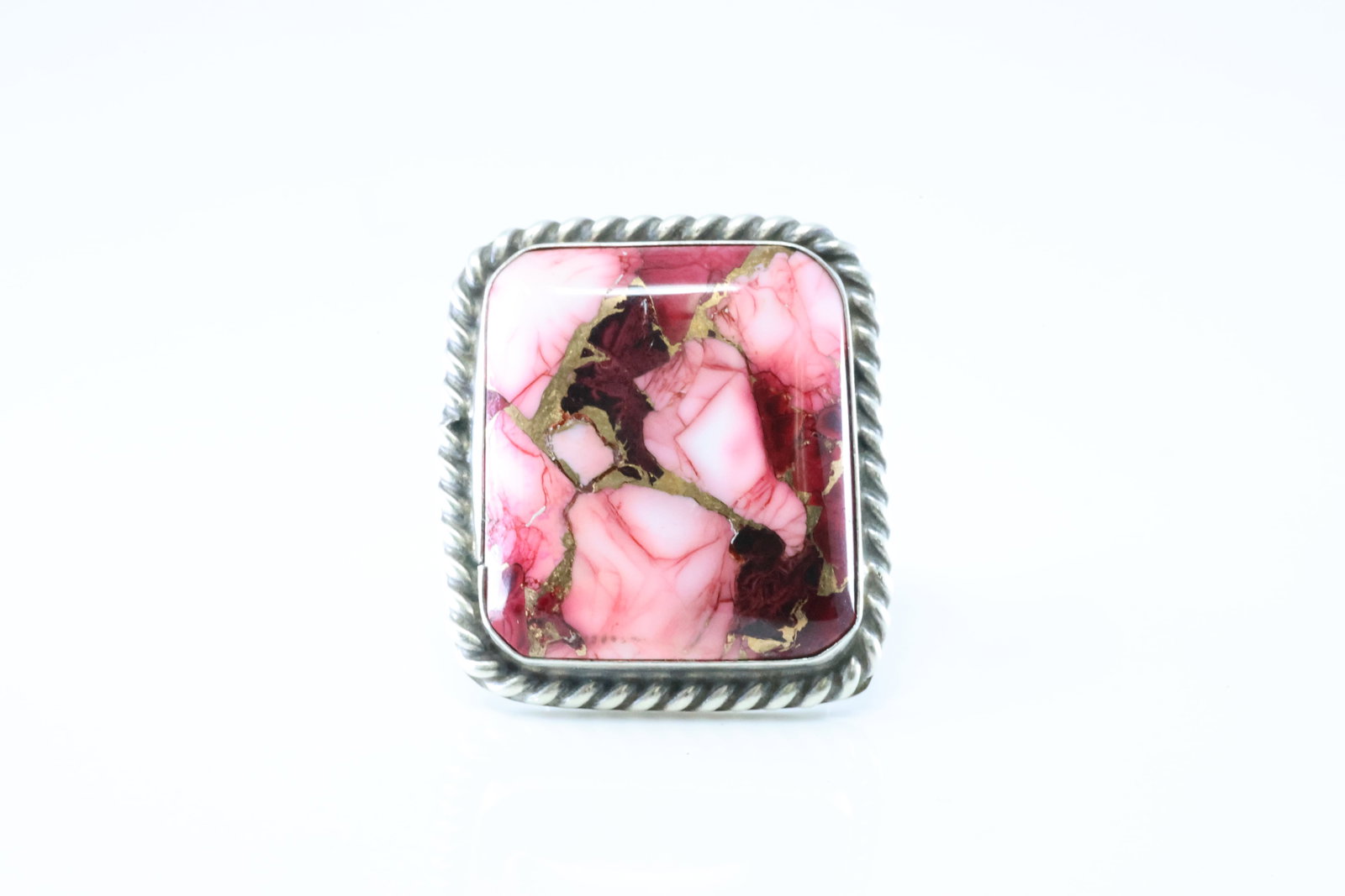 Native America Navajo Sterling Silver Dhalia Stone Ring By AL. (1 of 4)