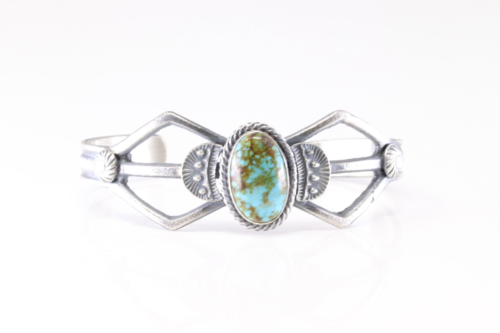 Native America Navajo Sterling Silver Turquoise Bracelet Cuff By Kevin Billah.: This is a Native America Navajo Sterling Silver Turquoise Bracelet Cuff By Kevin Billah.