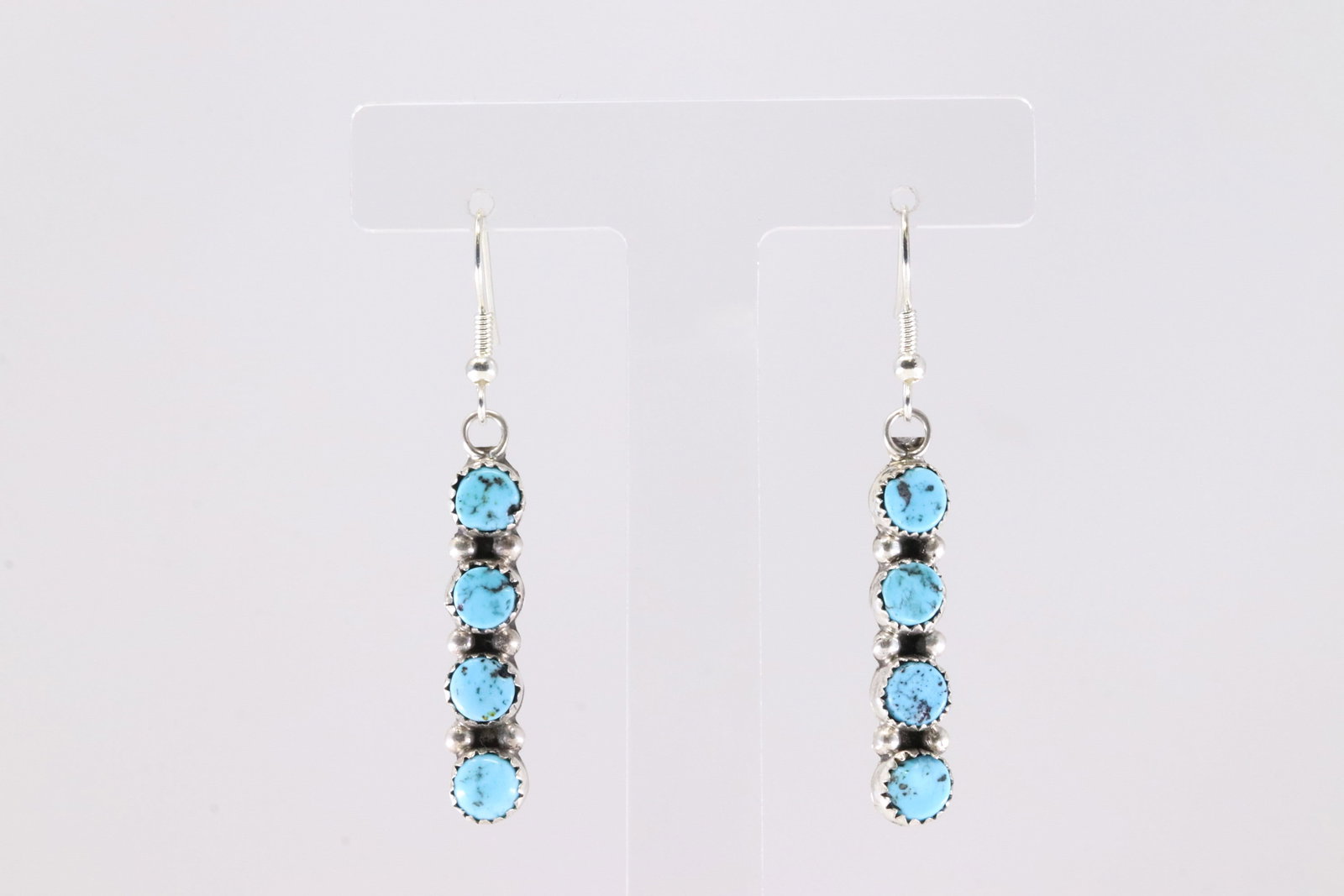 Native America Navajo Sterling Silver Turquoise Dangling Earring's By Maxine Ramirez.: This is a Native America Navajo Sterling Silver Turquoise Dangling Earring's By Maxine Ramirez.