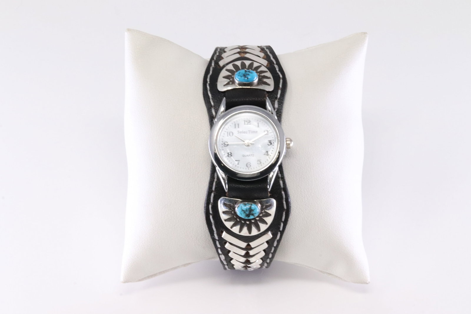 Native America Navajo Sterling Silver Turquoise Laether Watch By Frank Armstrong. (1 of 4)