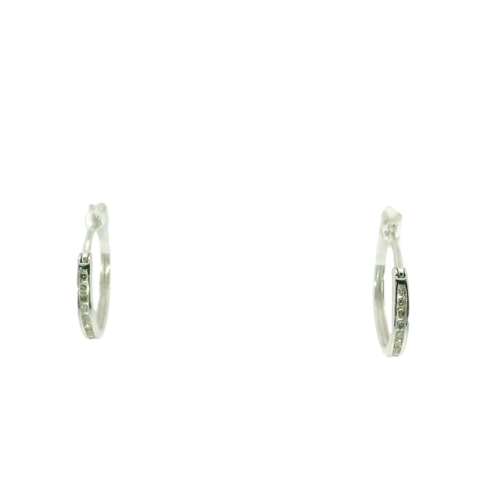 Diamond Hoop Earring 10Kt.: Ladies 10Kt White Gold Diamond Hoop Earring. These elegant hoop earrings are a timeless addition to any jewelry collection. Crafted with precision, they feature a row of sparkling diamonds that catch 