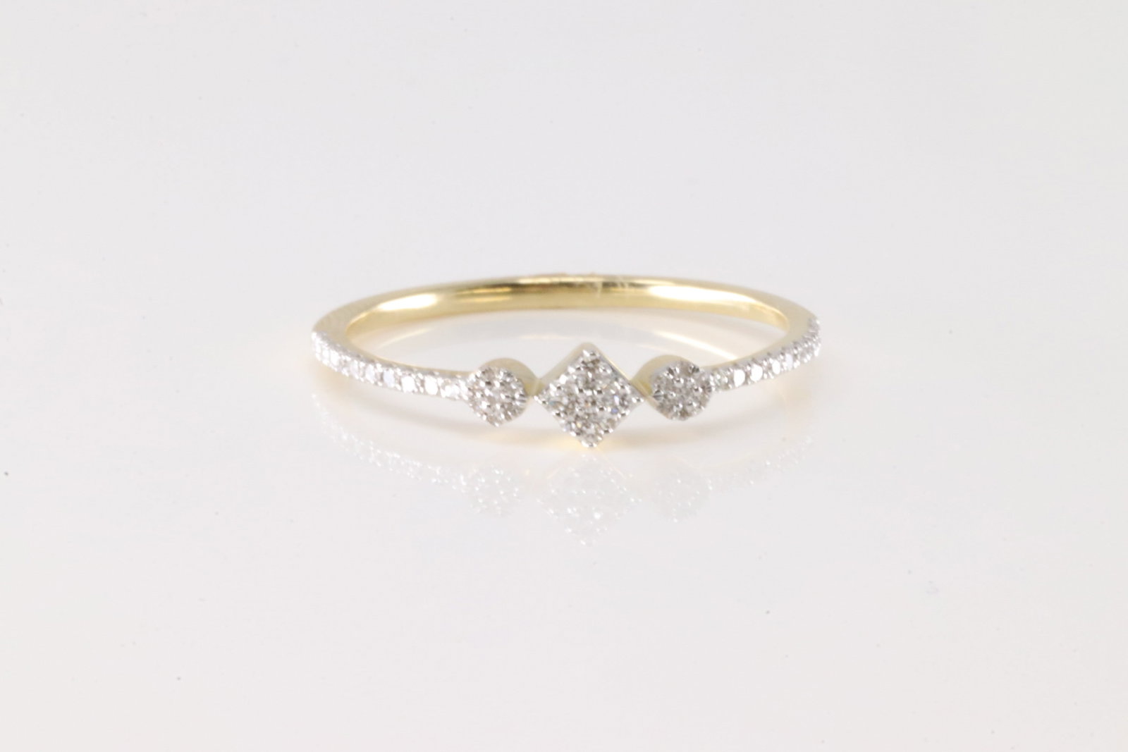 Diamond Ring 14Kt.: Ladies 14Kt Yellow Gold Diamond Ring. This Charming Ring has 47 Sparkling Diamonds. Diamonds weight: 0.12ctw. Ring size: 6.50.