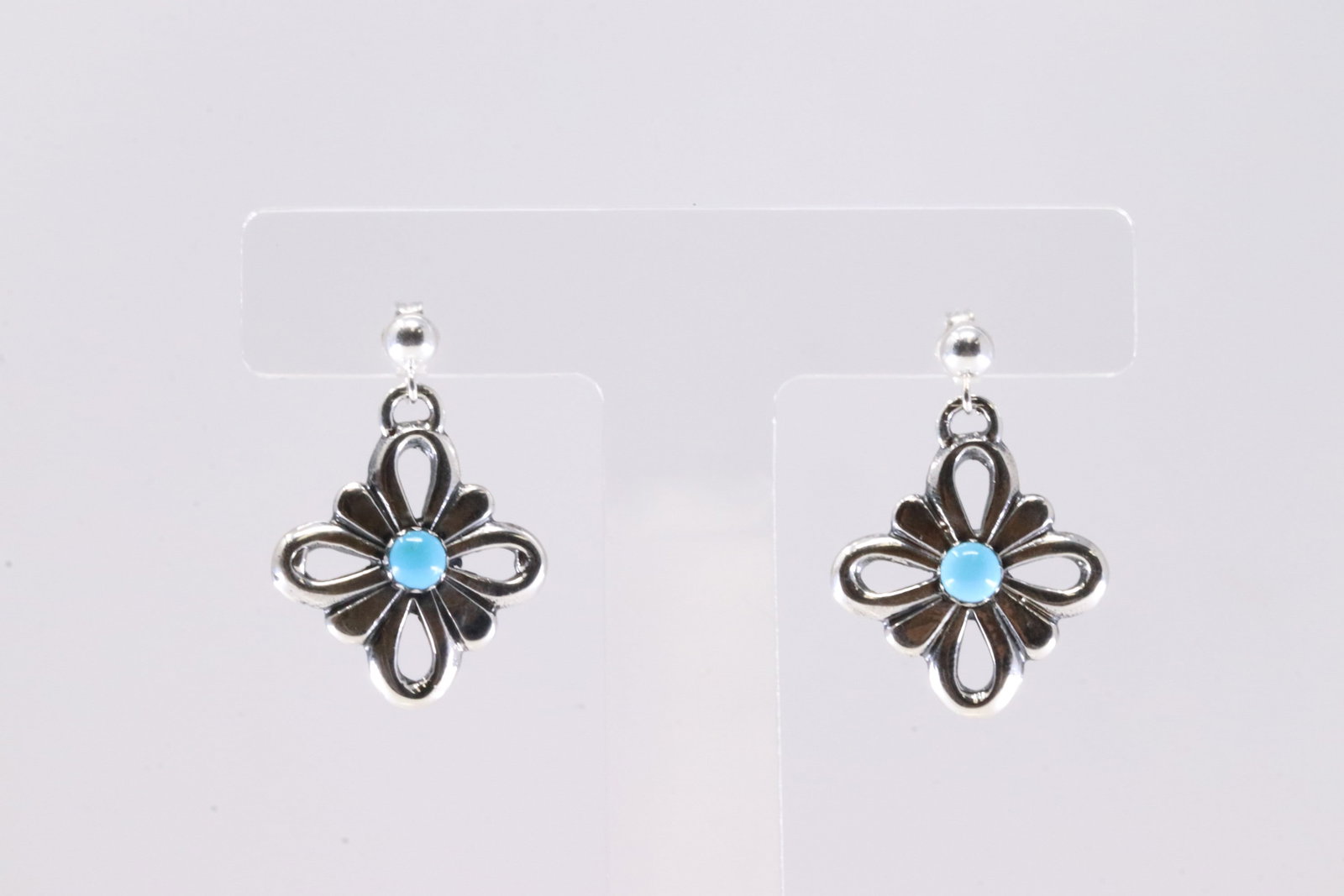 Native America Navajo Sterling Silver Turquoise Post Dangling Earring's By T.: This is a Native America Navajo Sterling Silver Turquoise Post Dangling Earring's By T. Stamp By C Company.