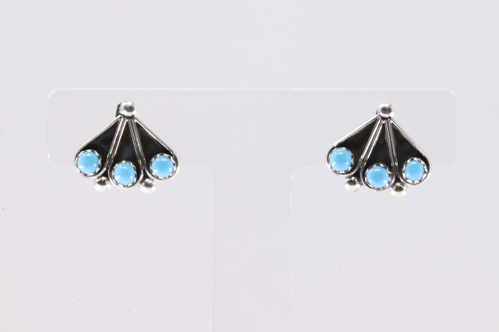 Native America Zuni Sterling Silver Turquoise Post Earring's By M. (1 of 3)