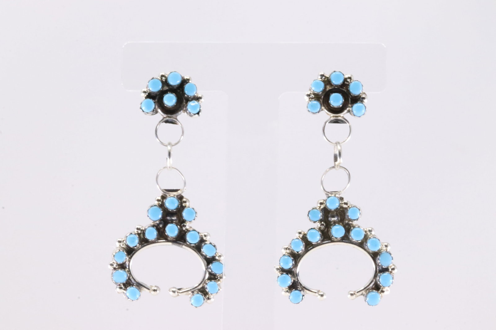 America Sterling Silver Turquoise Post / Dangling Earring.: This is a America Sterling Silver Turquoise Post / Dangling Earring.