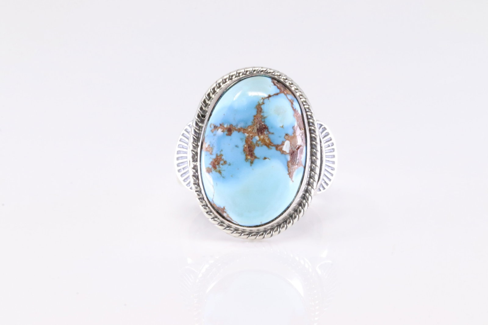 Native America Navajo Sterling Silver Golden Hill Turquoise Ring By CF.: This is a Native America Navajo Sterling Silver Golden Hill Turquoise Ring By CF. Stamp CF. Ring Size: 9.00.