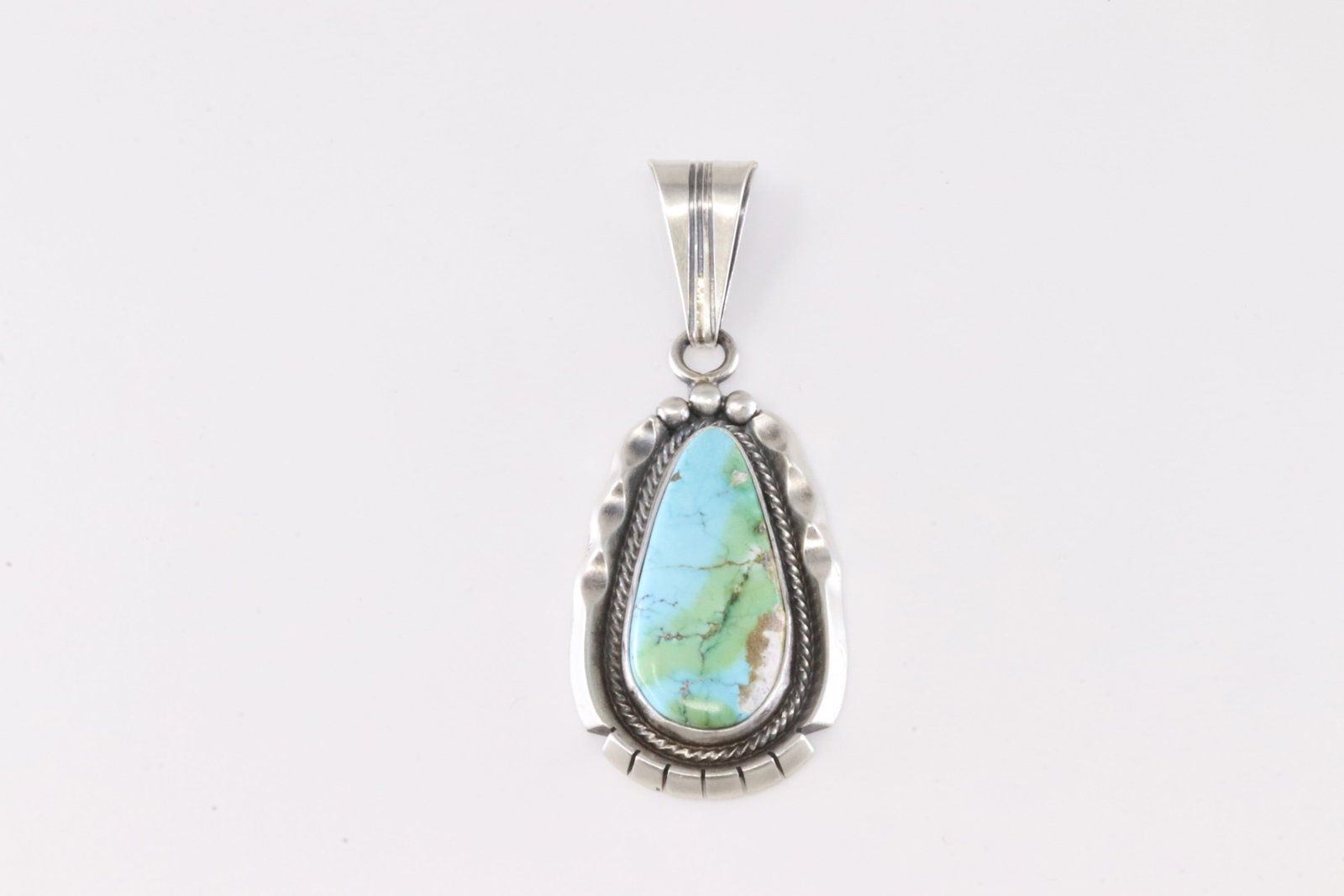 Native America Navajo Sterling SilverSonora Gold Turquoise Pendant By Samuel Yellowhair.: This is a Native America Navajo Sterling SilverSonora Gold Turquoise Pendant By Samuel Yellowhair.