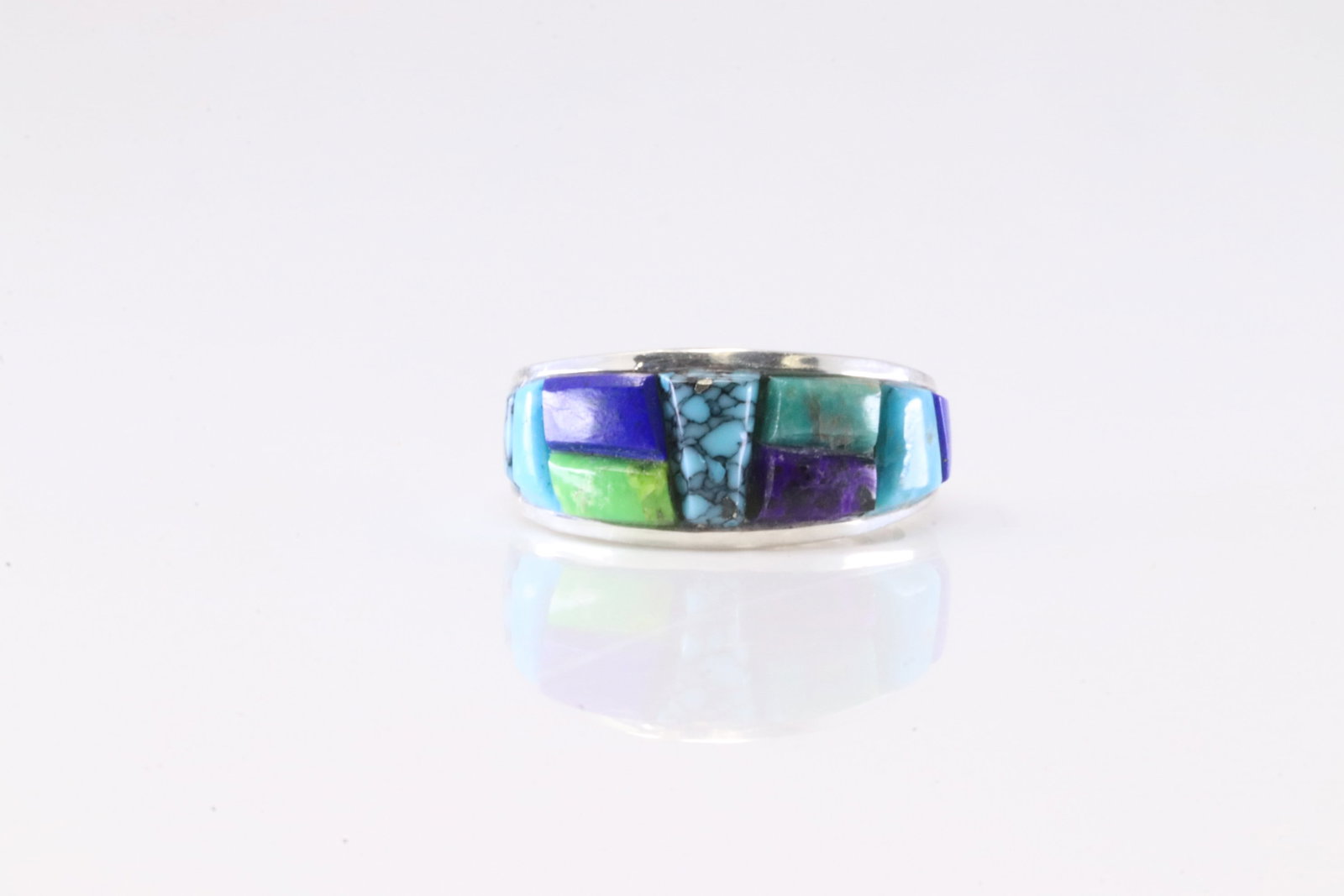 Native America Navajo Sterling Silver Multi-Color Stone Ring By Yazzie. (1 of 4)