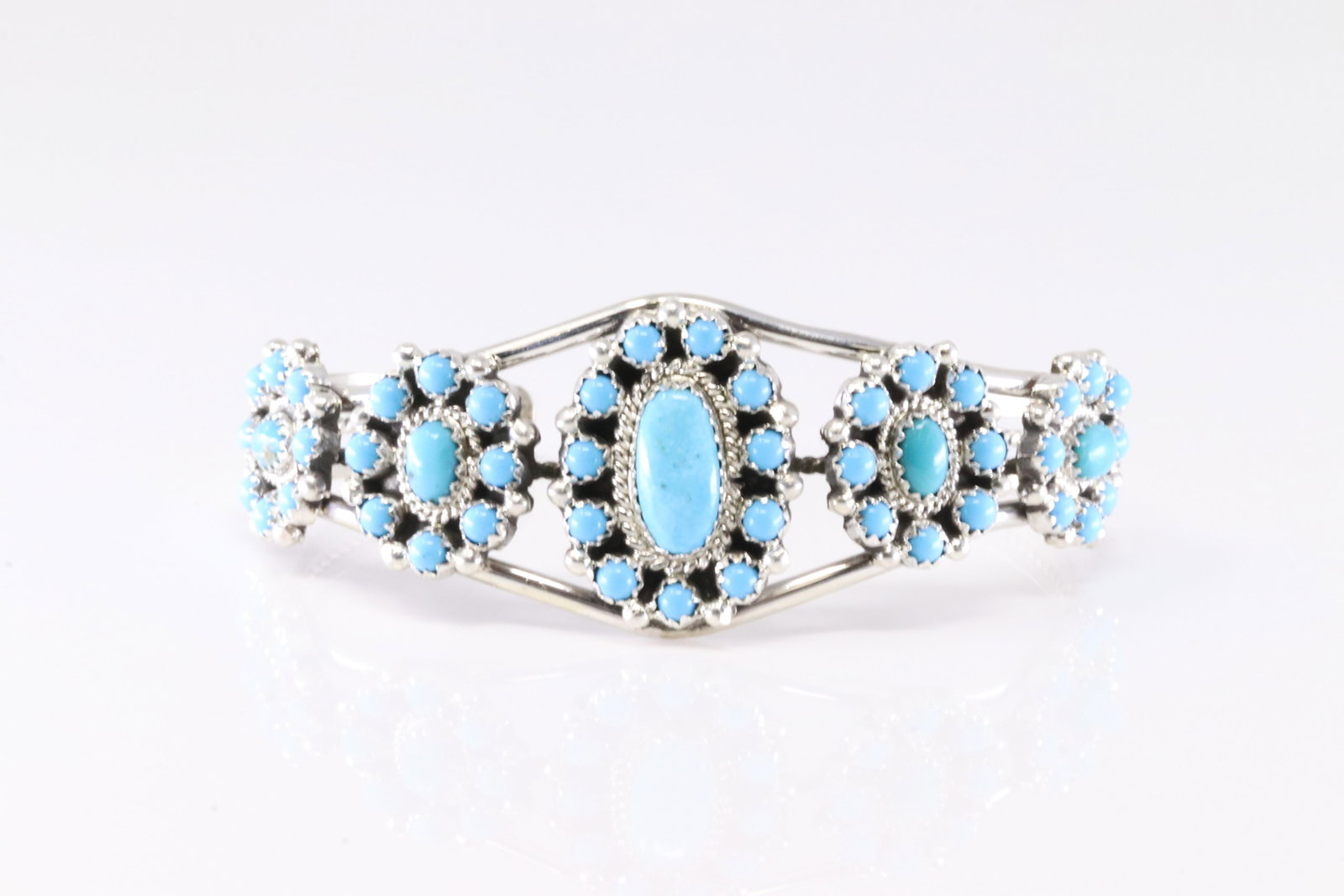 Native America Navajo Sterling Silver Turquoise Bracelet Cuff By N.K. (1 of 4)