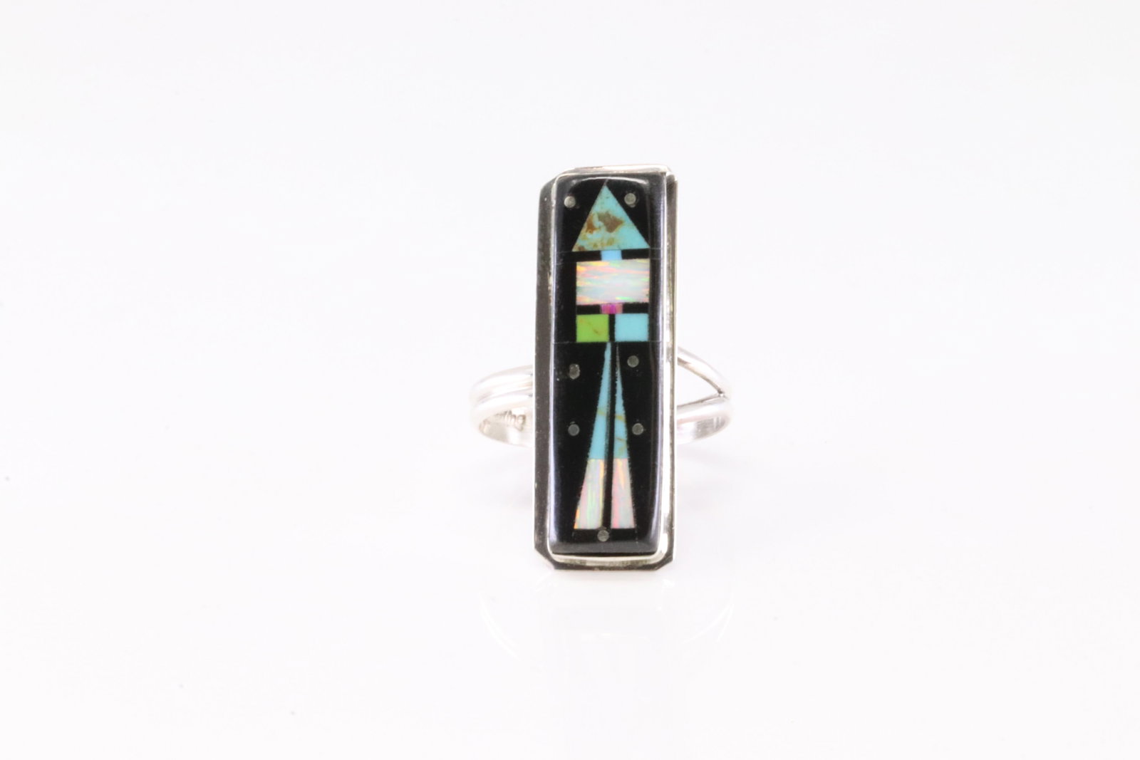Native America Navajo Sterling Silver Night Sky Multi-Color Inlay Ring By Smith. (1 of 4)