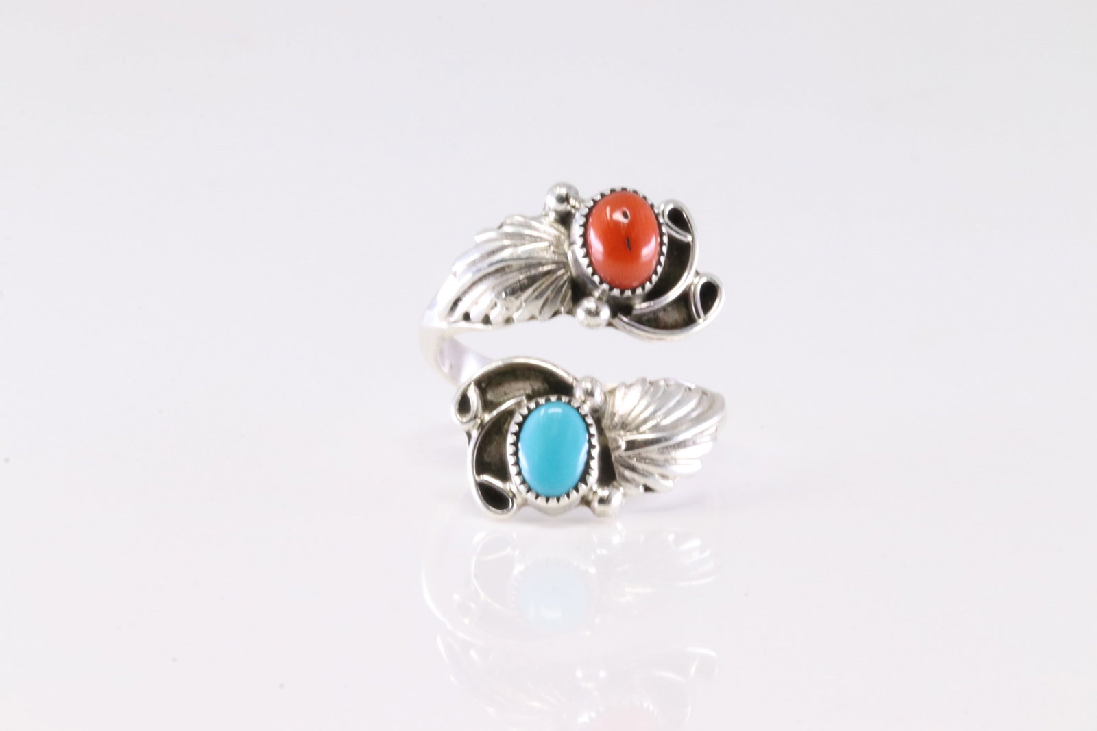 America Sterling Silver Coral & Turquoise Ring. (1 of 3)
