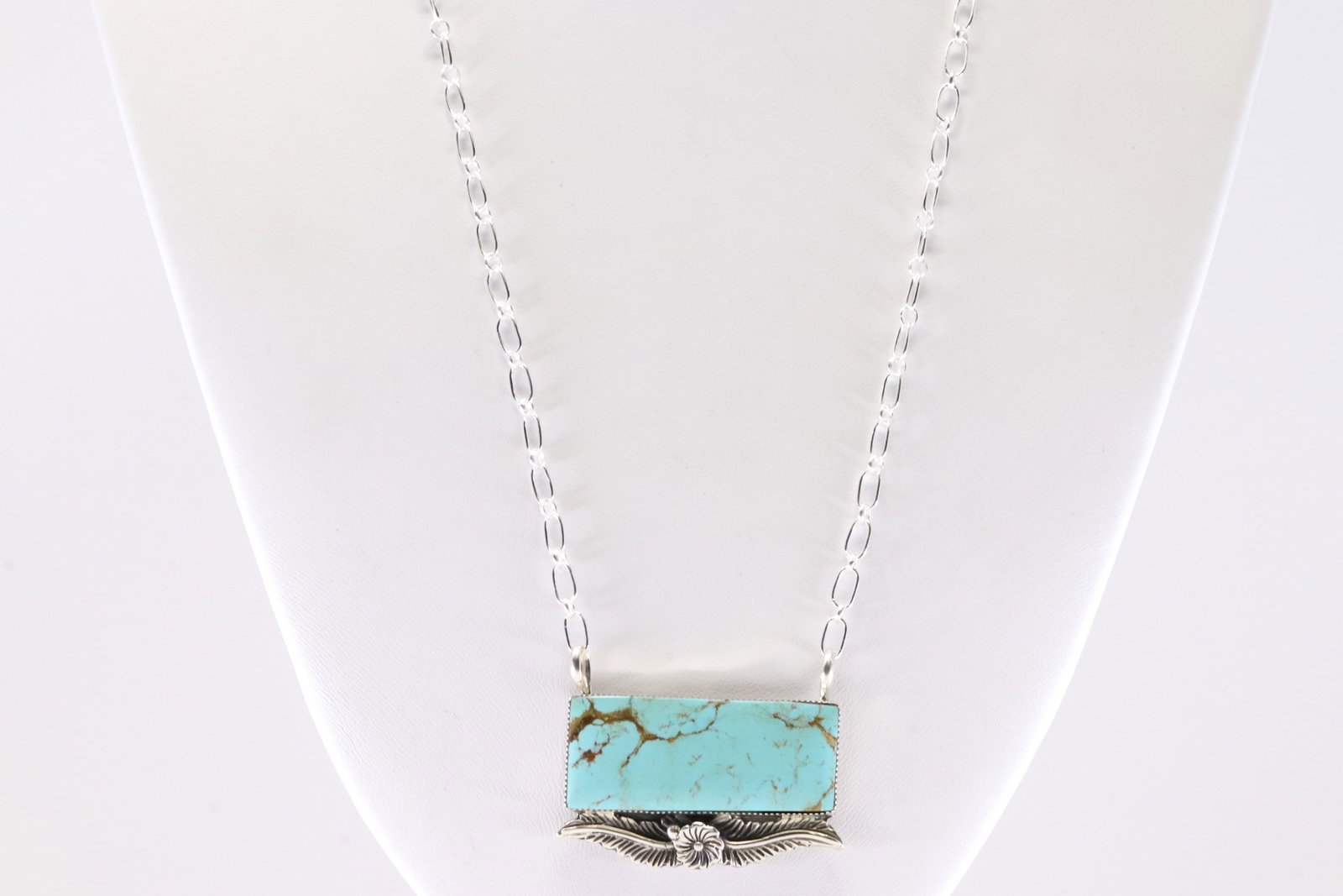 Native America Navajo Sterling Silver Turquoise Necklace By Gregg Yazzie. From R.B Company. (1 of 4)