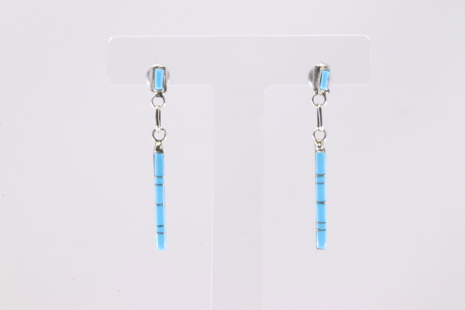 America Sterling Silver Turquoise Inlay Post Dangling Earring's.: This is a America Sterling Silver Turquoise Inlay Post Dangling Earring's.