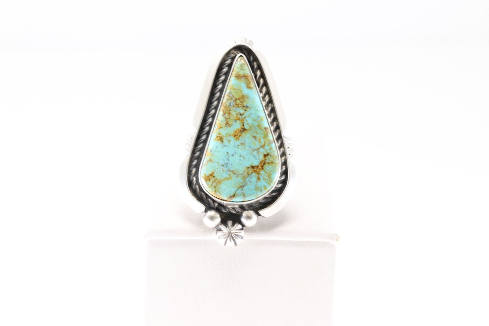 Native America Navao Sterling Silver Turquoise Ring By Silversmith. (1 of 4)