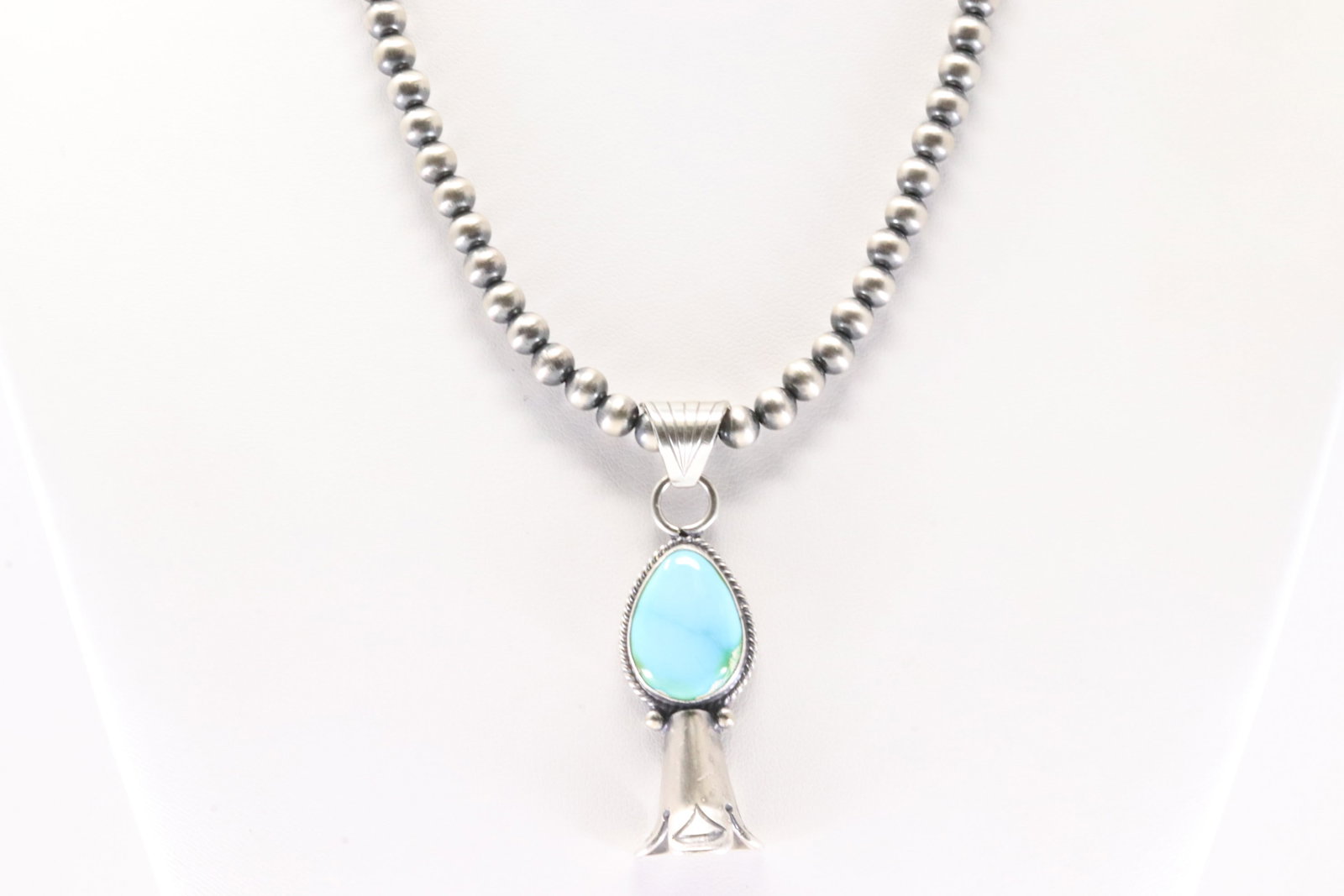 Native America Navajo Sterling Silver Sonora Gold Turquoise Pendant By Sharon McCarthy With Machine (1 of 4)