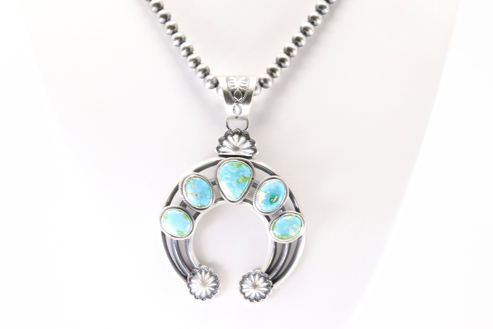 America Sterling Silver Sonora Gold Turquoise Pendant. With Machine Made Stearling Silver Pearl (1 of 4)