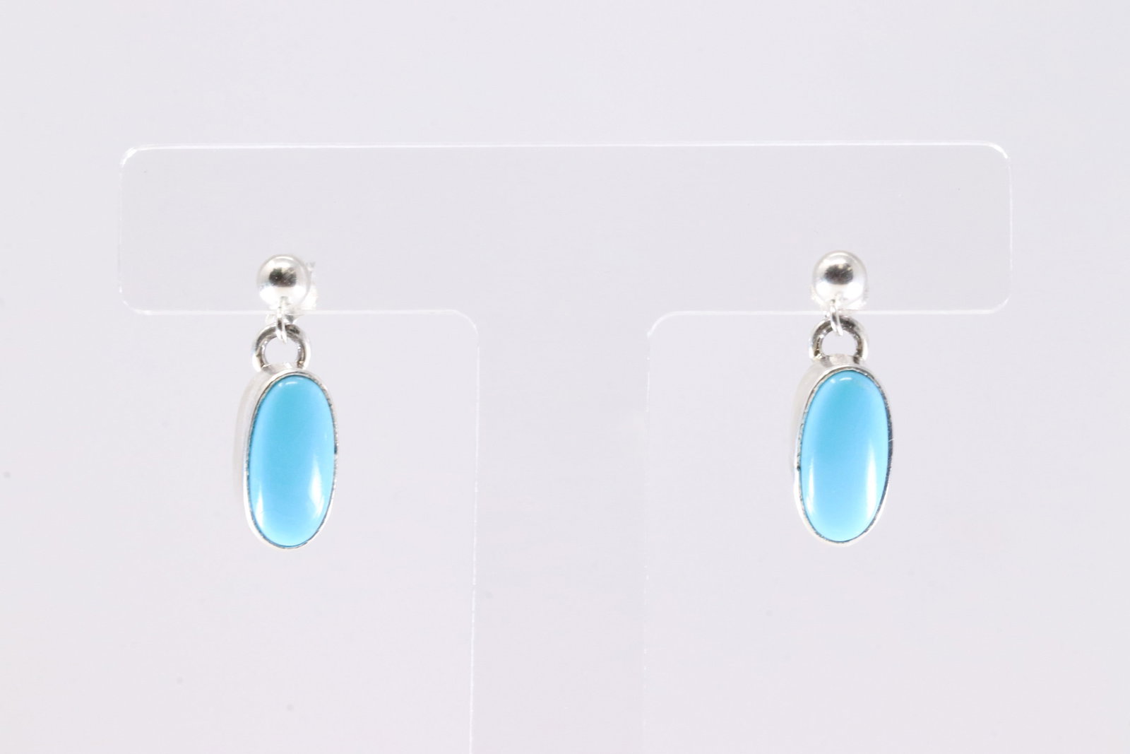 Native America Navajo Sterling Silver Turquoise Post / Dangling Earring's By T.: This is a Native America Navajo Sterling Silver Turquoise Post / Dangling Earring's By T.