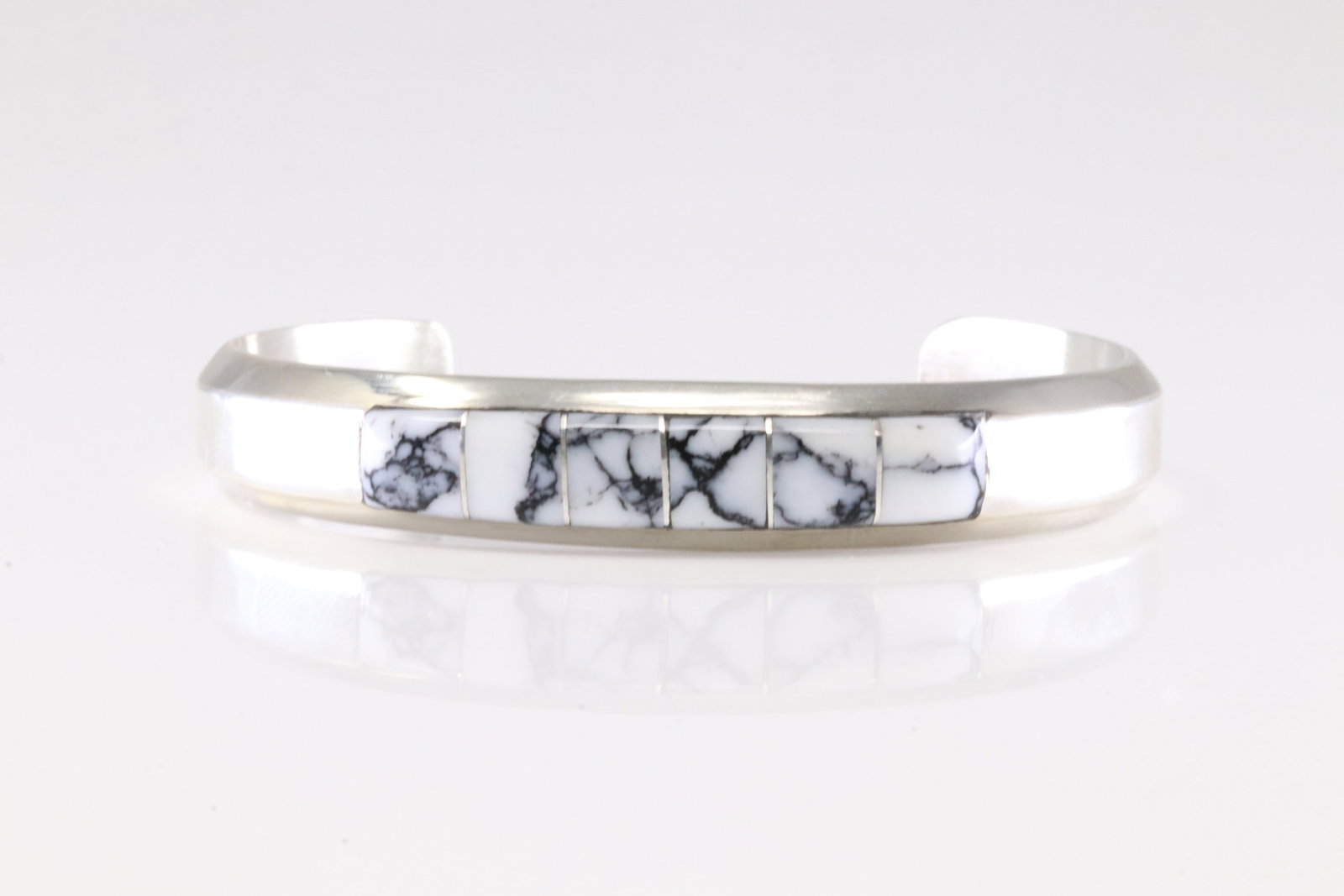 Native America Navajo Sterling Silver White Buffalo Bracelet Cuff By M. (1 of 4)
