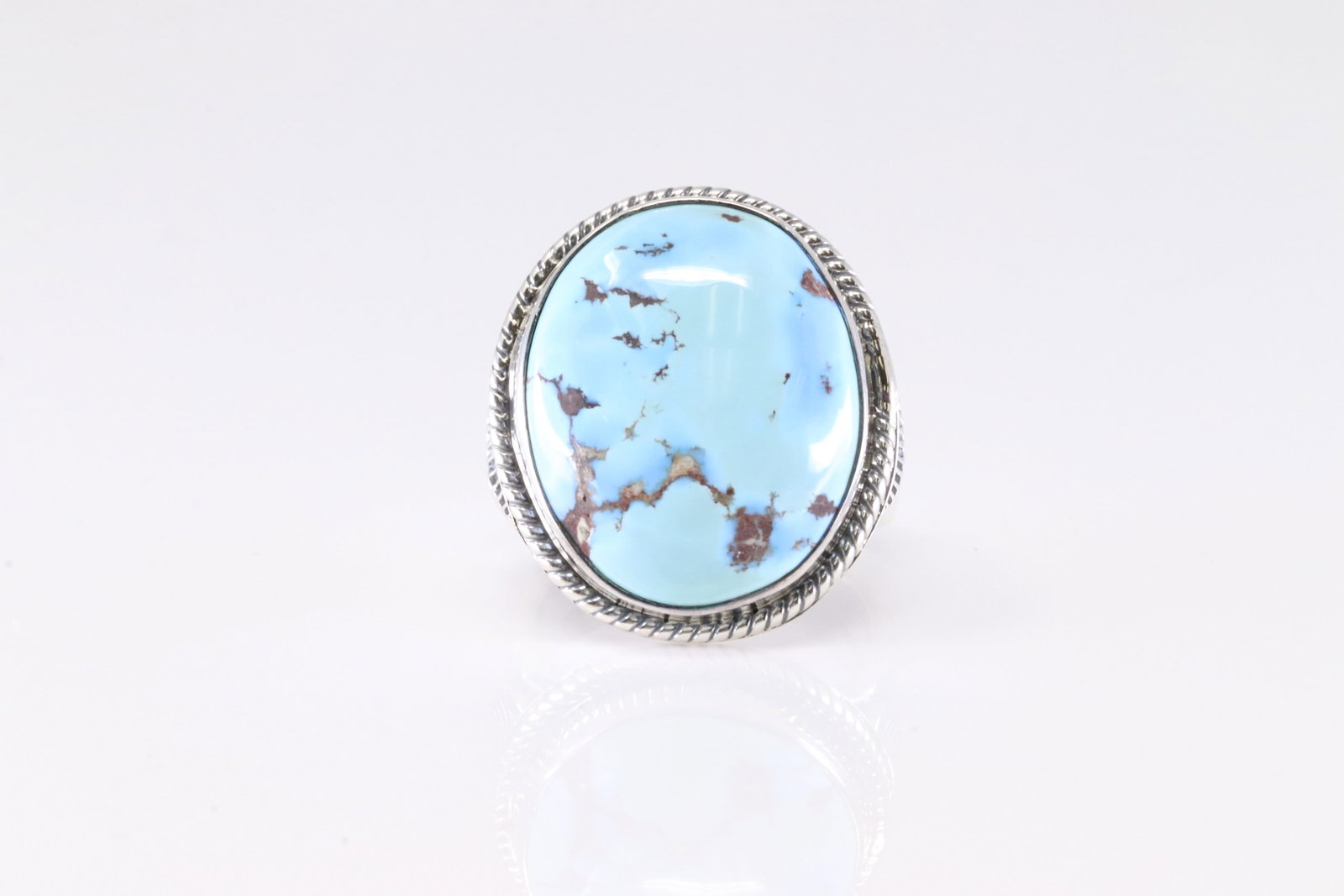 Native America Navajo Sterling Silver Golden Hill Turquoise Ring By C.F. (1 of 4)