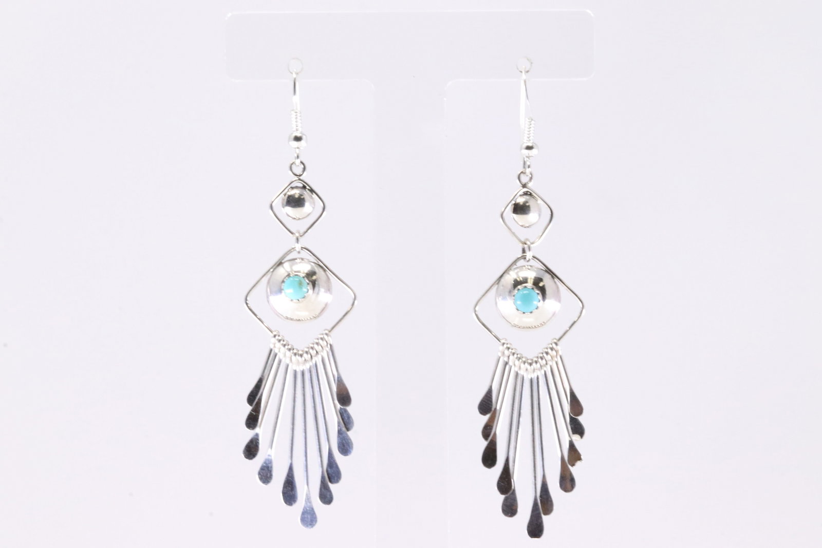 Native America Navajo Sterling Silver Turquoise Dangling Earring's By Paula Armstrong. (1 of 4)