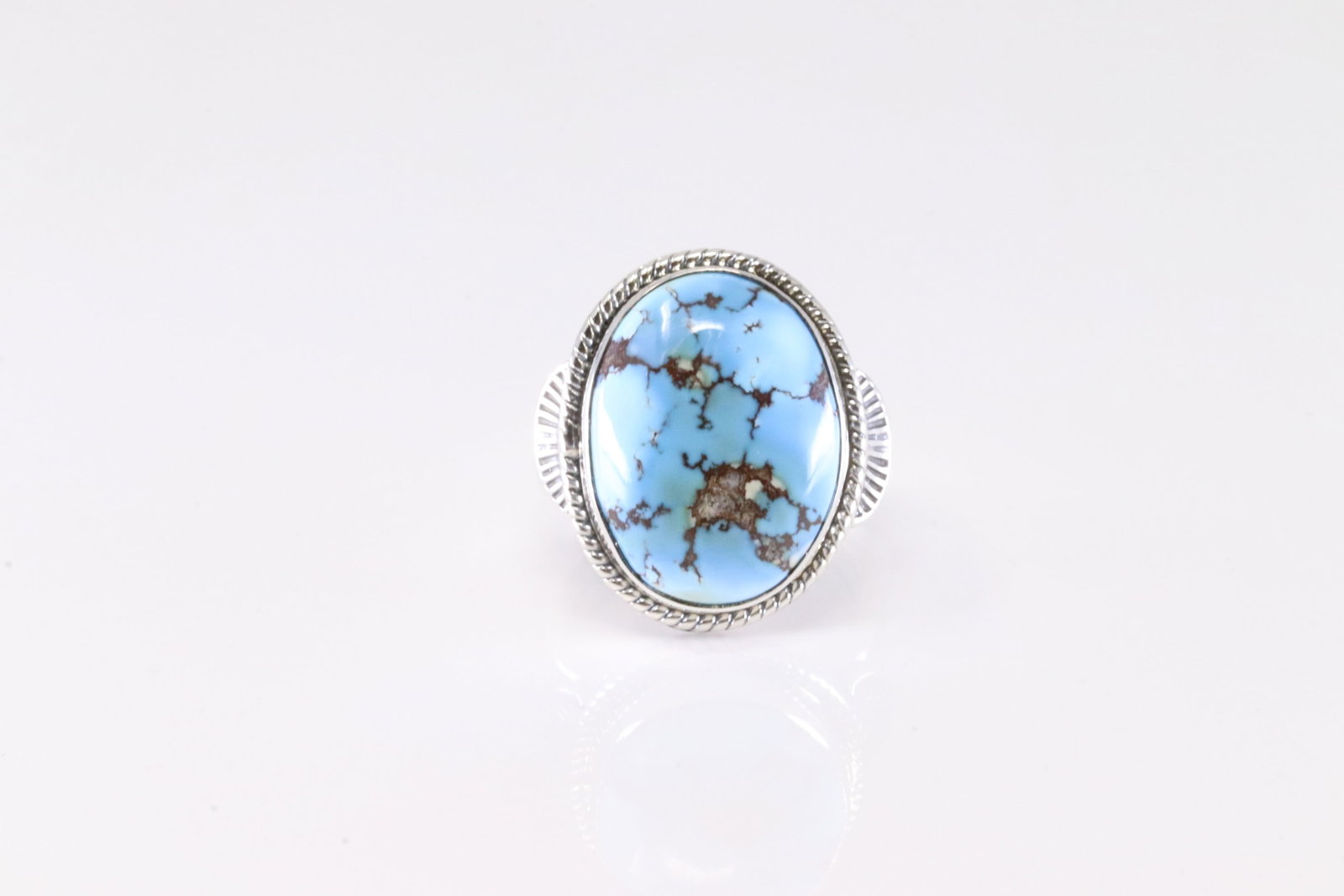 Native America Navajo Sterling Silver Golden Hill Turquoise Ring By C.F. (1 of 4)