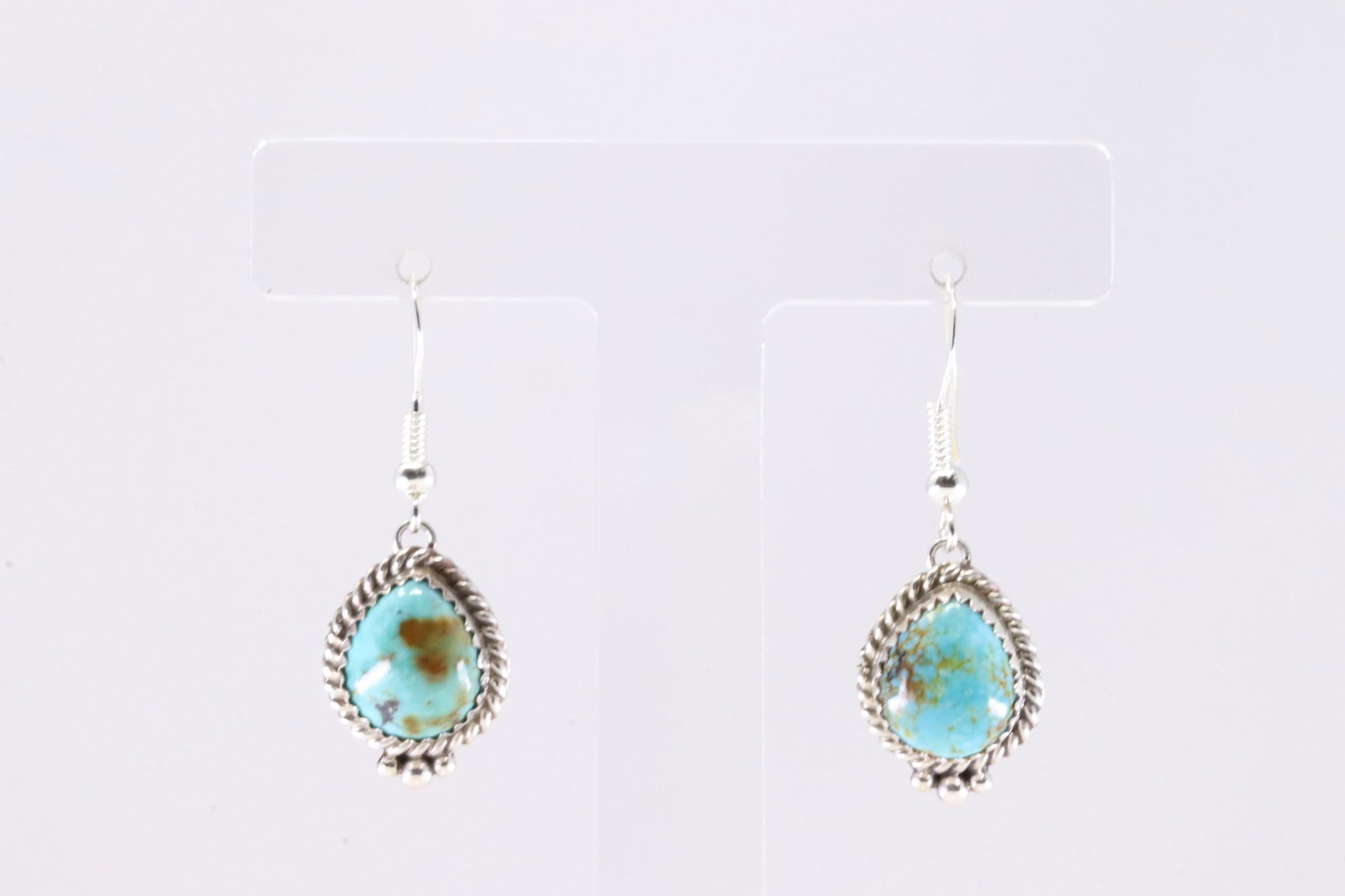 Native America Navajo Sterling Silver Kingman Turquoise Dangling Earring's By Trish Largo.: This is a Native America Navajo Sterling Silver Kingman Turquoise Dangling Earring's By Trish Largo. Stamp L.