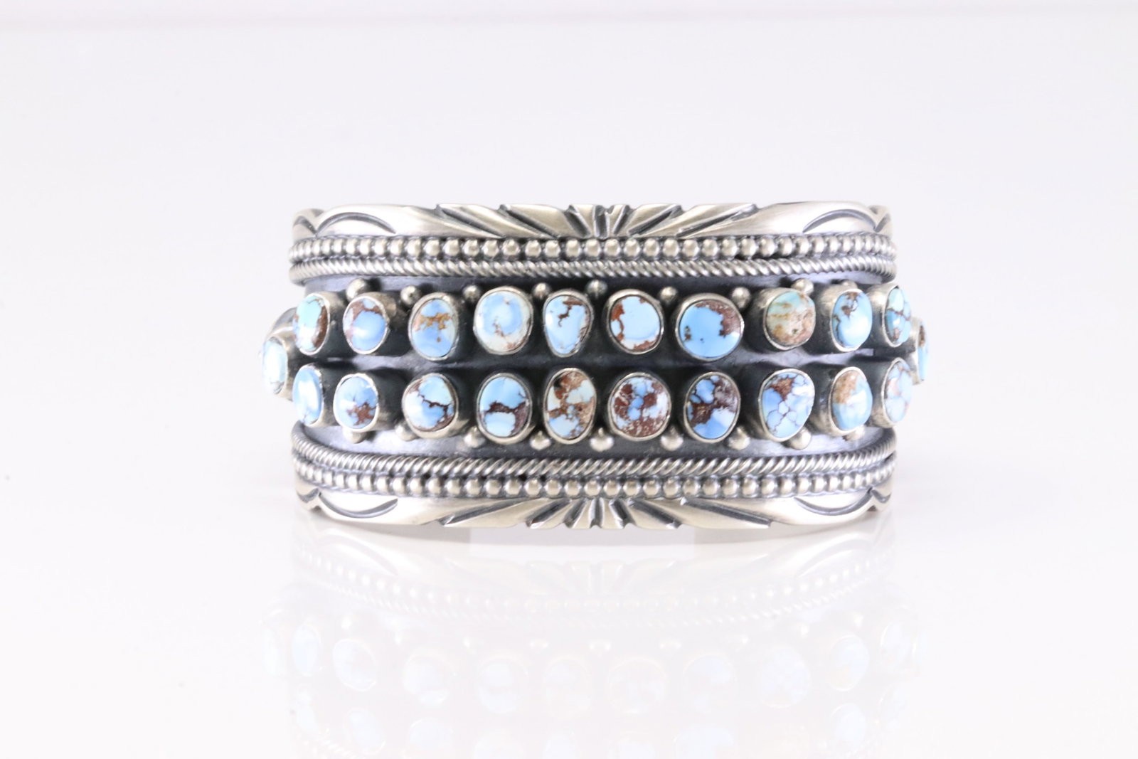 Native America Navajo Sterling Silver Golden Hill Turquoise Bracelet Cuff By Mark Yazzie. (1 of 4)
