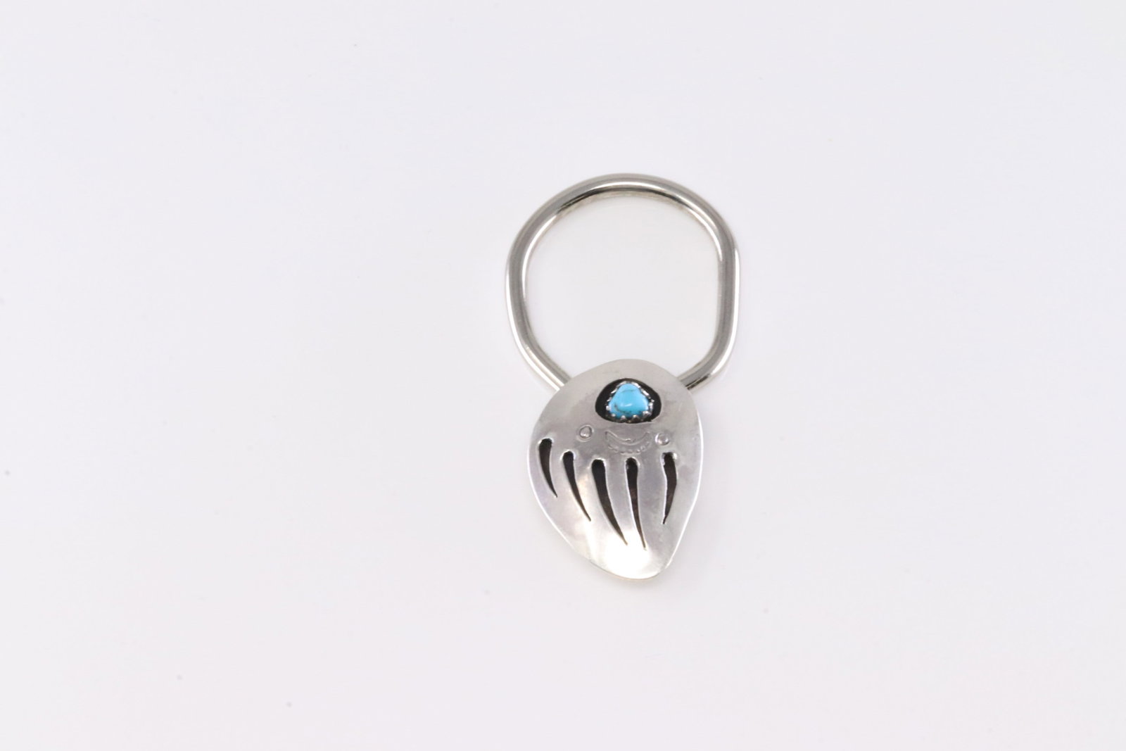 Native America Navajo Sterling Silver Bear Paw Turquoise Key Chain By B. (1 of 3)