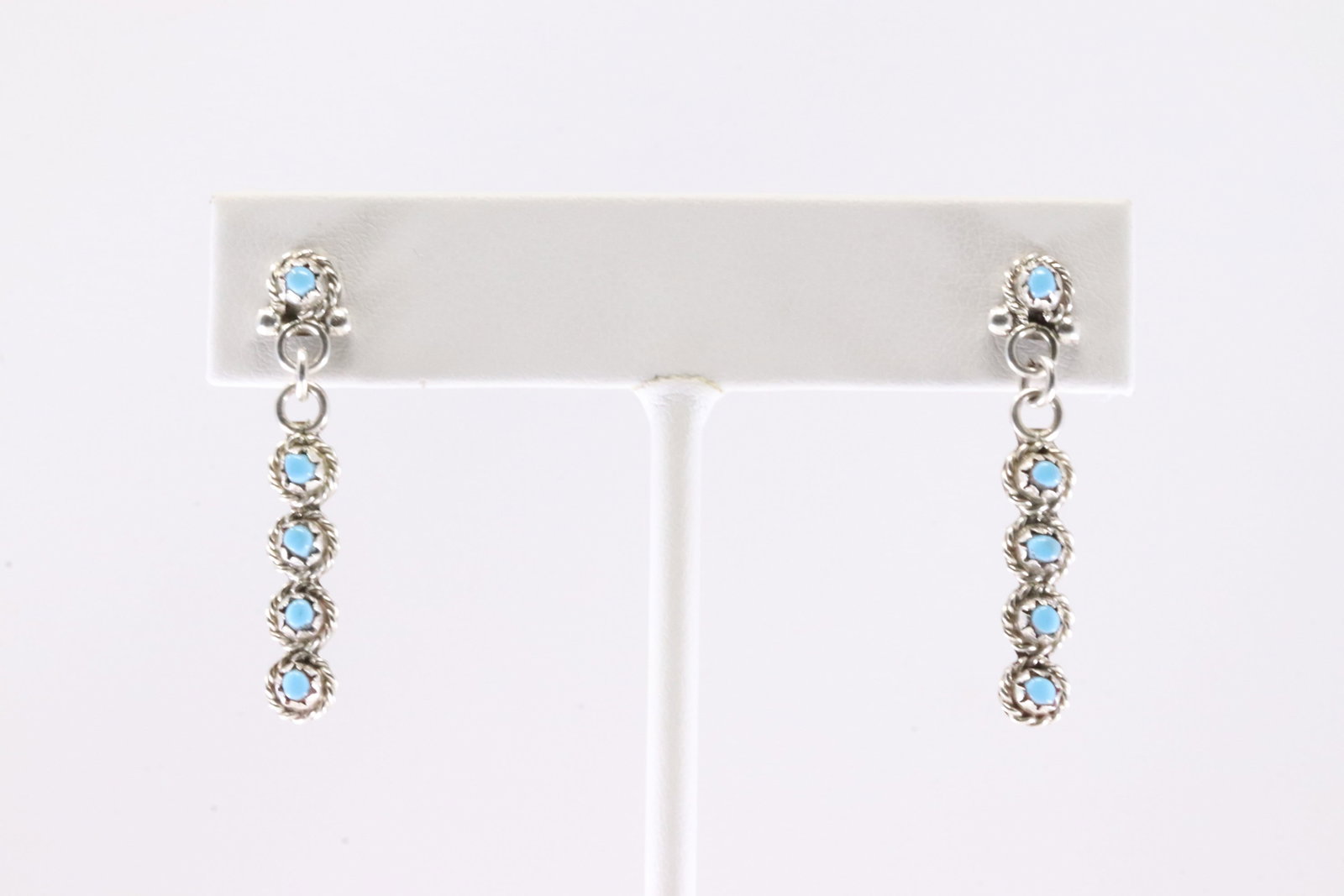 Native America Navajo Sterling Silver Turquoise Post Dangling Earring's By BN.: This is a Native America Navajo Sterling Silver Turquoise Post Dangling Earring's By BN. Stamp BN.