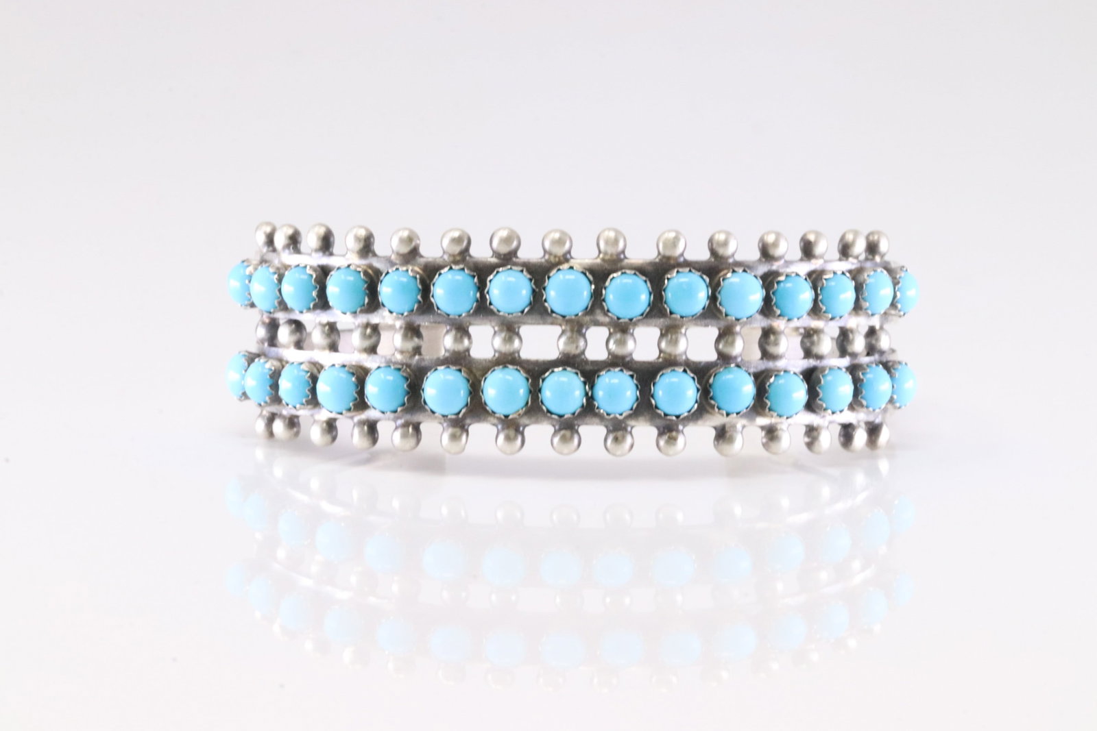 Native America Navajo Sterling Silver Kingman Turquoise Bracelet Cuff By Paul Livingston. (1 of 4)