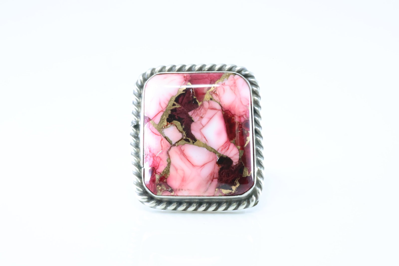Native America Navajo Sterling Silver Dhalia Stone Ring By AL.: This is a Native America Navajo Sterling Silver Dhalia Stone Ring By AL. Stamp AL. Ring Size: 7.50.