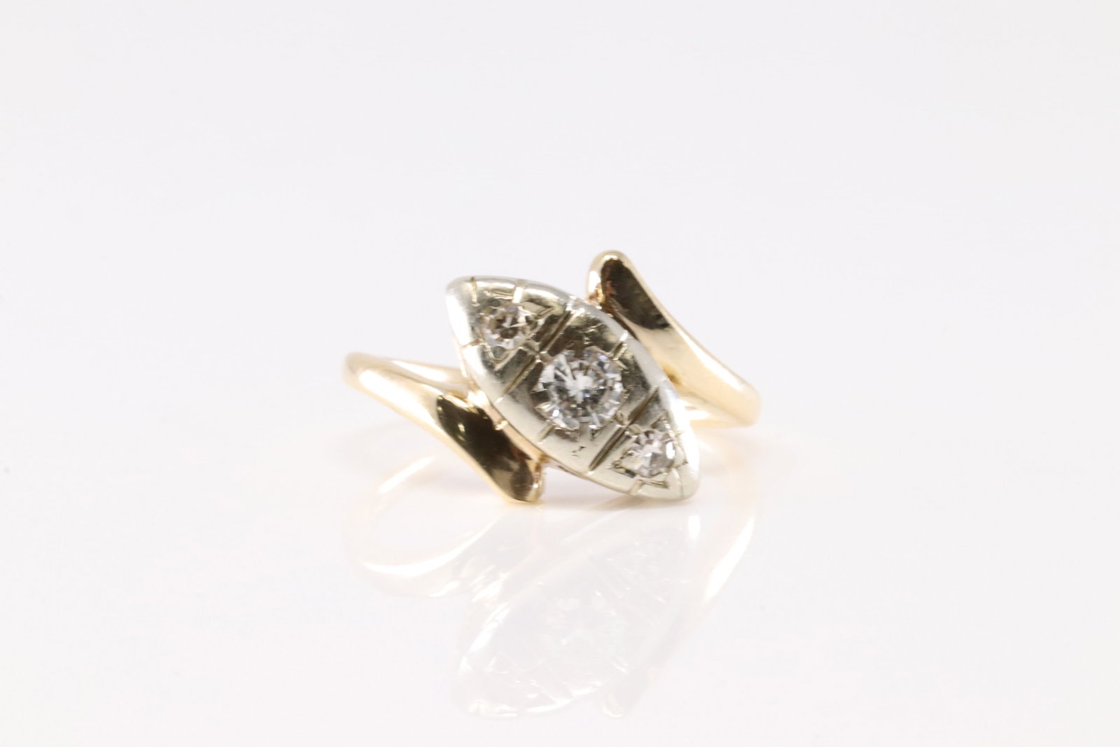 Diamond Ring 14Kt.: Ladies 14Kt Yellow Gold Diamond Ring. This Ring has 3 Round Brilliant Diamonds. Ring Size: 6.50. Total Weight: 3.80grams.