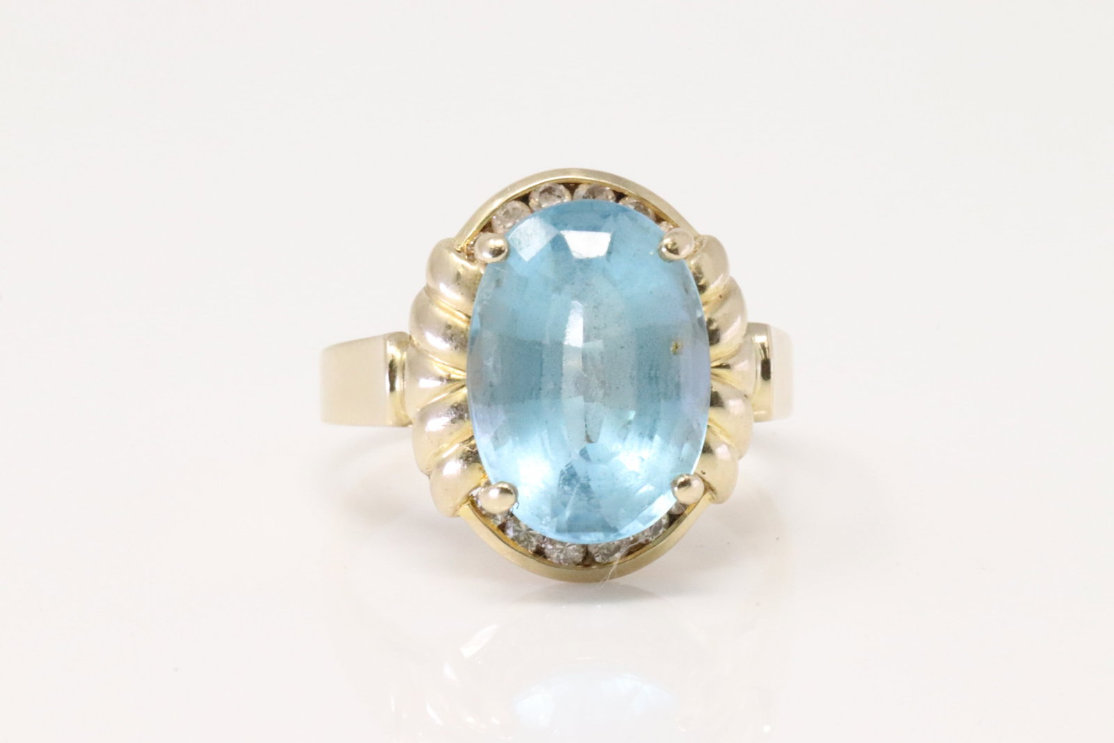 Blue Topaz & Diamond Ring 14Kt. (1 of 4)