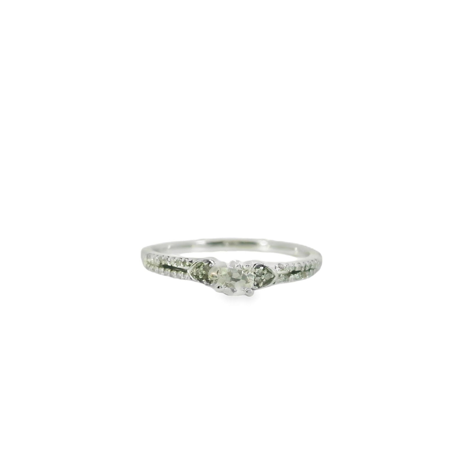 Promise Diamond Ring 10Kt.: Ladies 10Kt White Gold Promise Diamond Ring. set in a sleek white gold band. Perfect for engagements or special occasions. Ring size: 6.50.