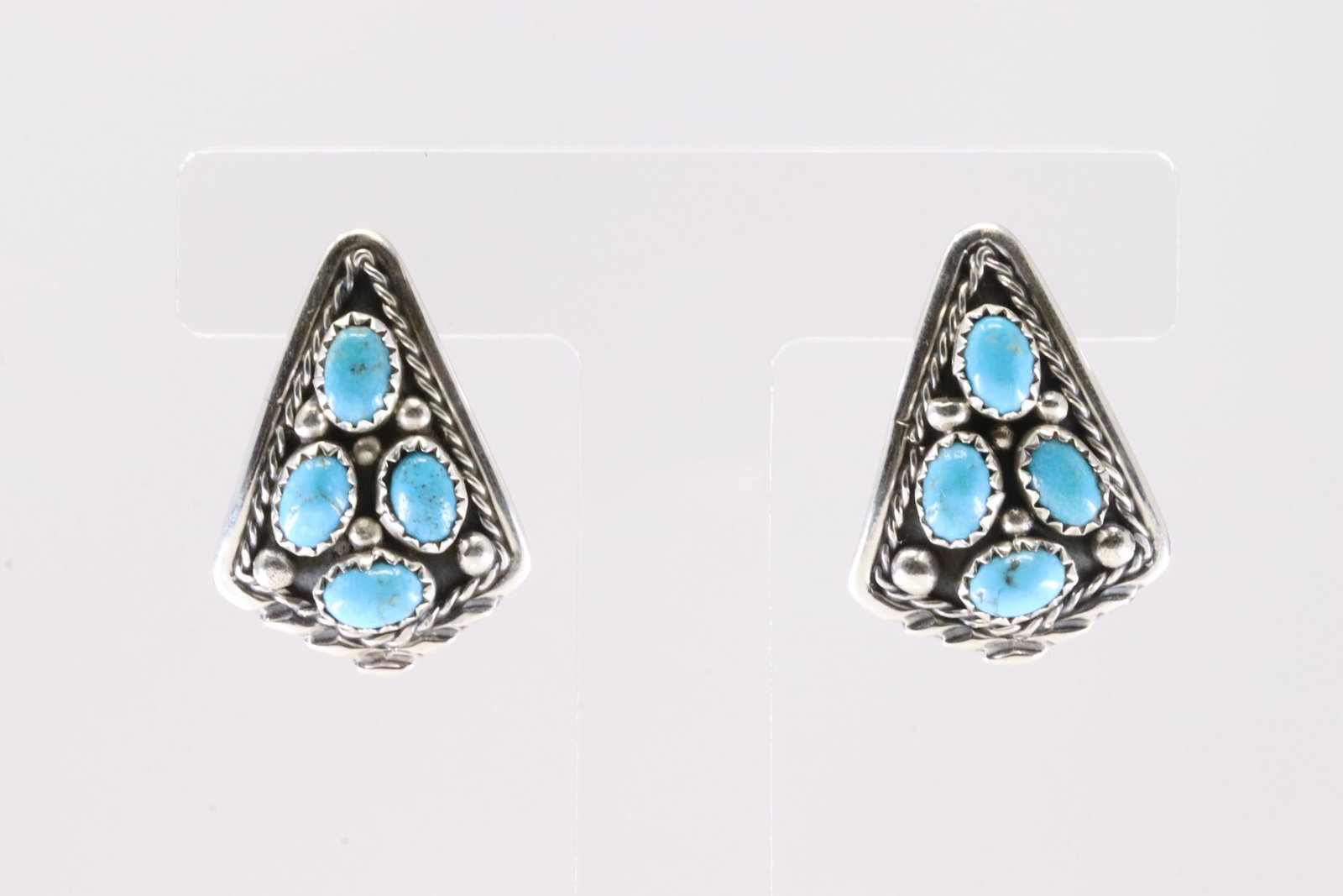 Native America Navajo Sterling Silver Turquoise Post Earring's By Melvin Chee. (1 of 4)