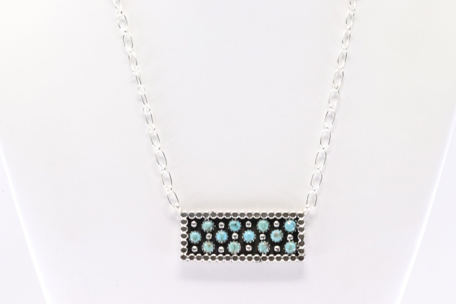 Native America Navajo Sterling Silver Turquoise Necklace By Kenny Lonjose. (1 of 4)