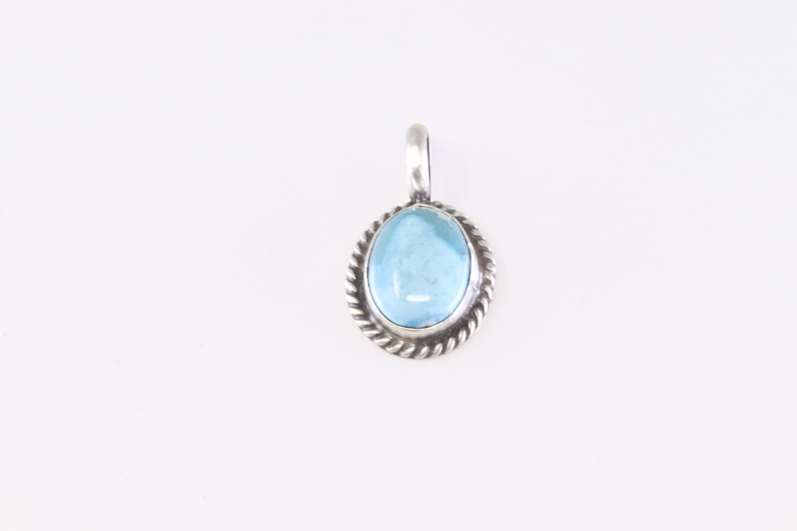 Native America Navajo Sterling Silver Turquoise Larimar Pendant By Dixon.: This is a Native America Navajo Sterling Silver Turquoise Larimar Pendant By Dixon.