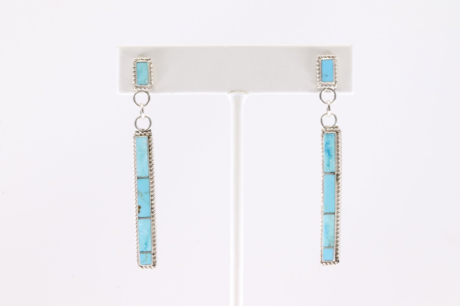 Native America Navajo Sterling Silver Turquoise Post Dangling Earring's By RB. (1 of 4)