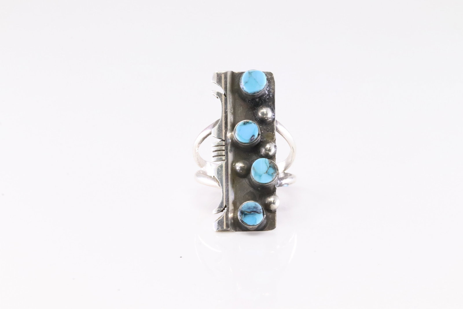 Native America Navajo Sterling Silver Turquoise Ring By S.F.: This is a Native America Navajo Sterling Silver Turquoise Ring By S.F. Ring size: 7.50.