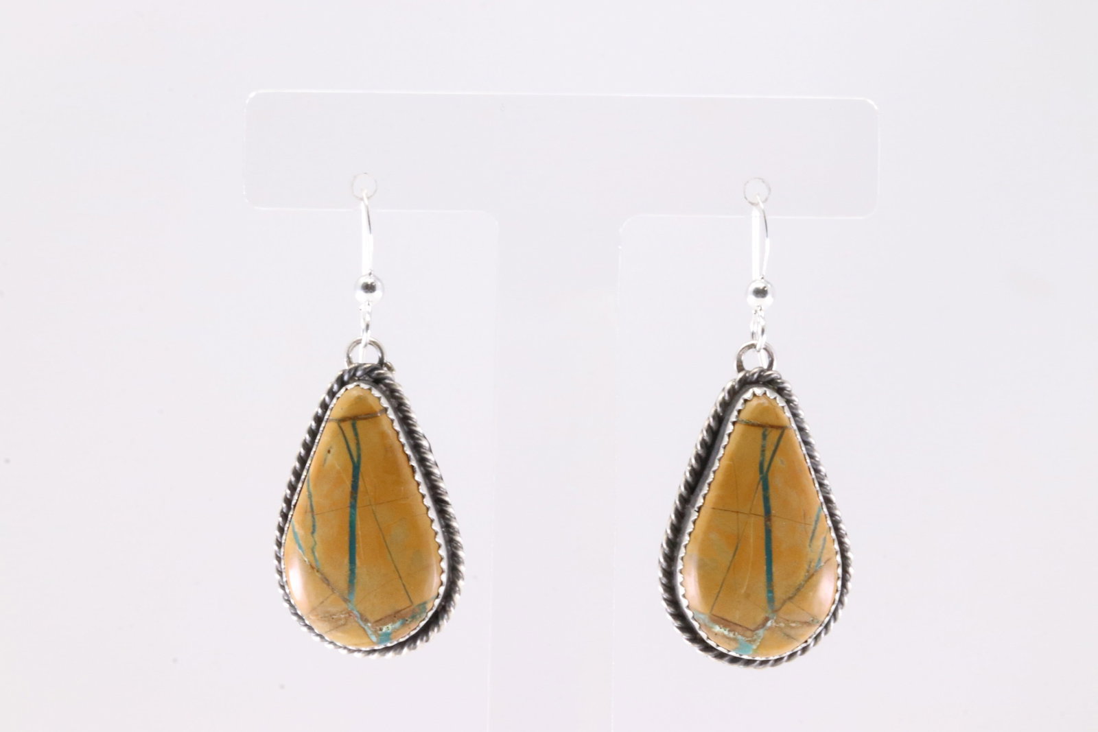 Native America Navajo Sterling Silver Boulder Turquoise Dangling Earring's By Virginia Becent.: This is a Native America Navajo Sterling Silver Boulder Turquoise Dangling Earring's By Virginia Becent.